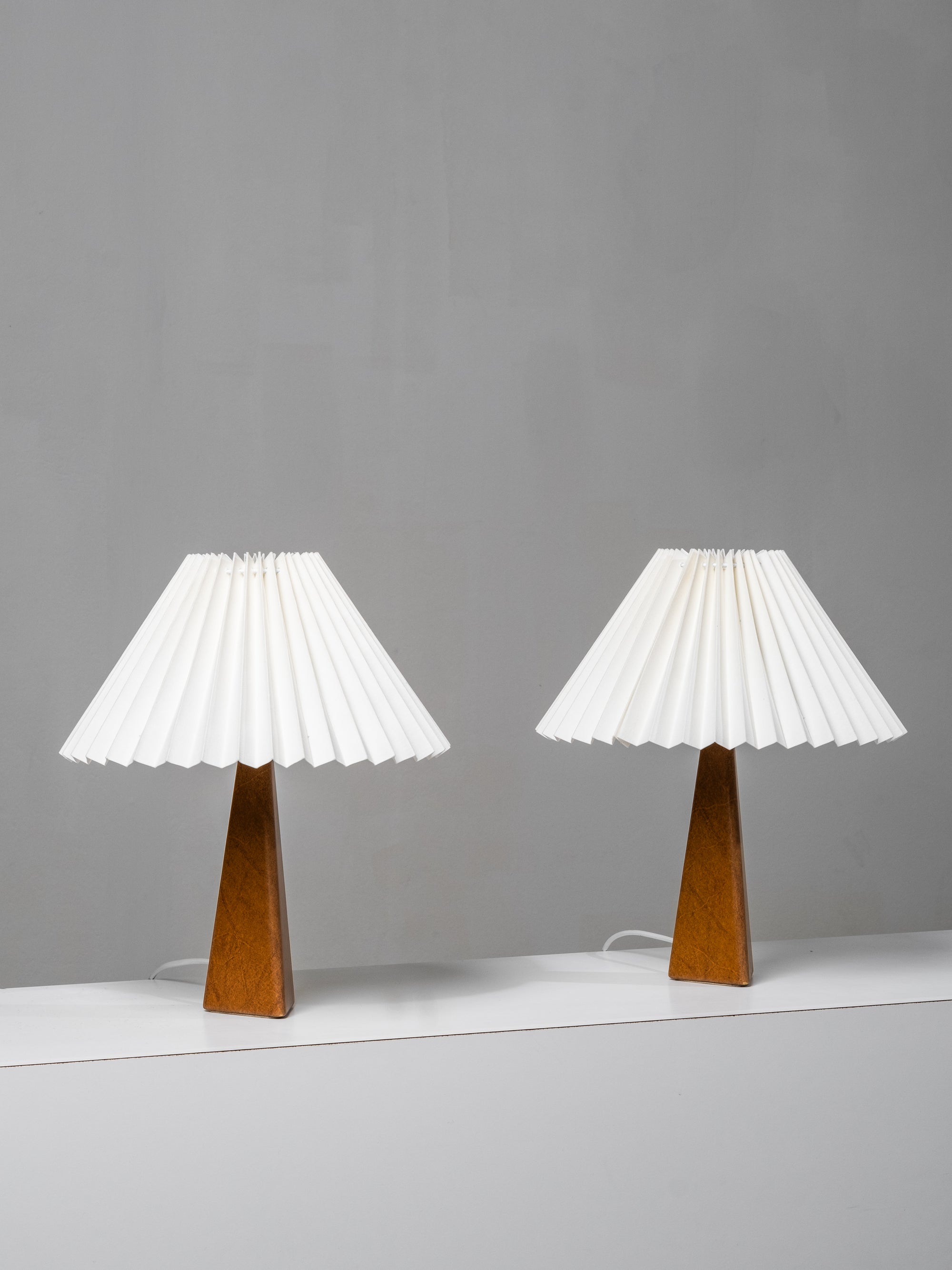Pair of Leatherette &amp; Brass Table Lamps by Lisa Johansson-Pape for Orno, 1960s