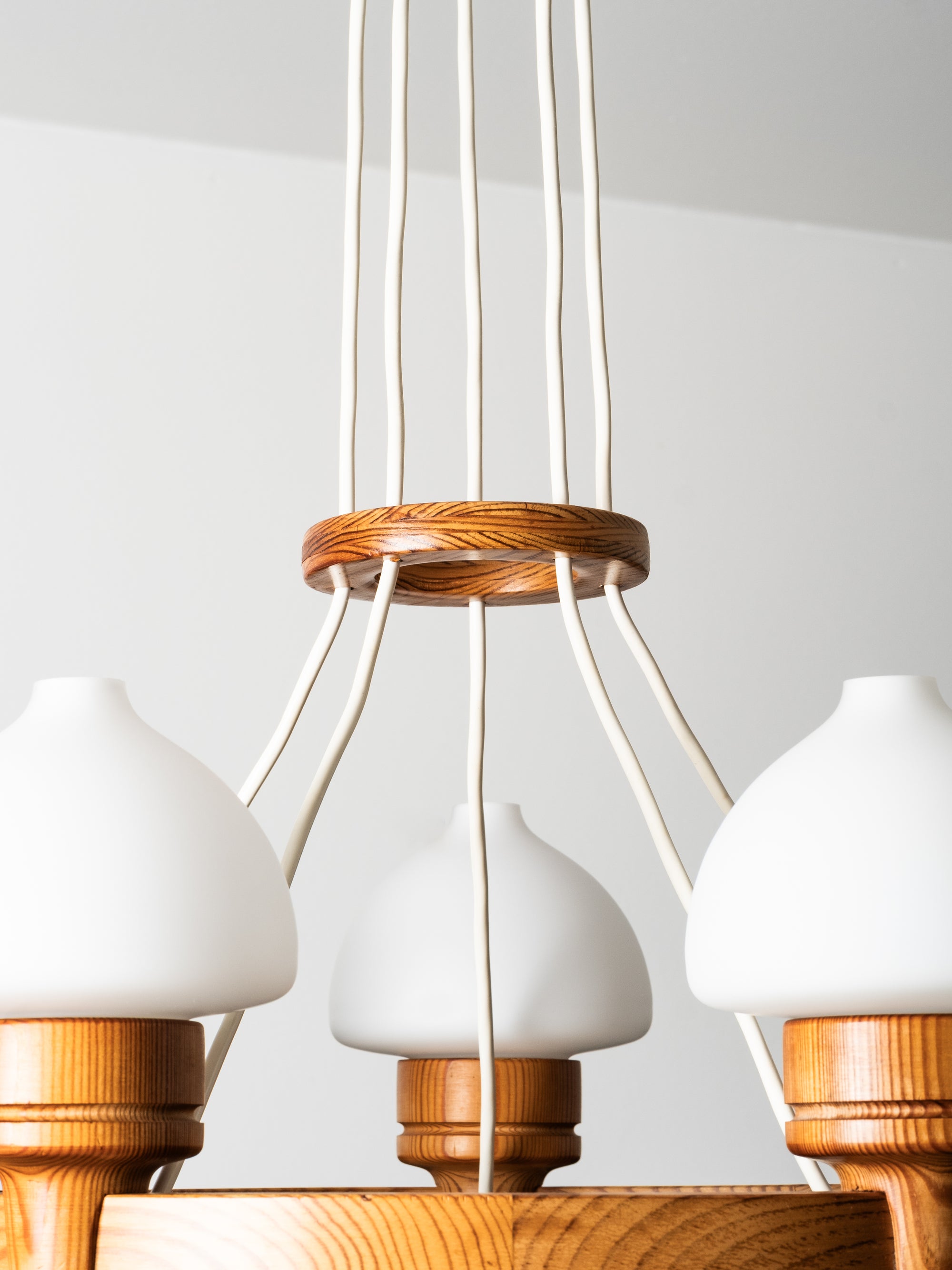 Pine Wood Chandelier by Uno Dahlen for Aneta, Sweden, 1970s