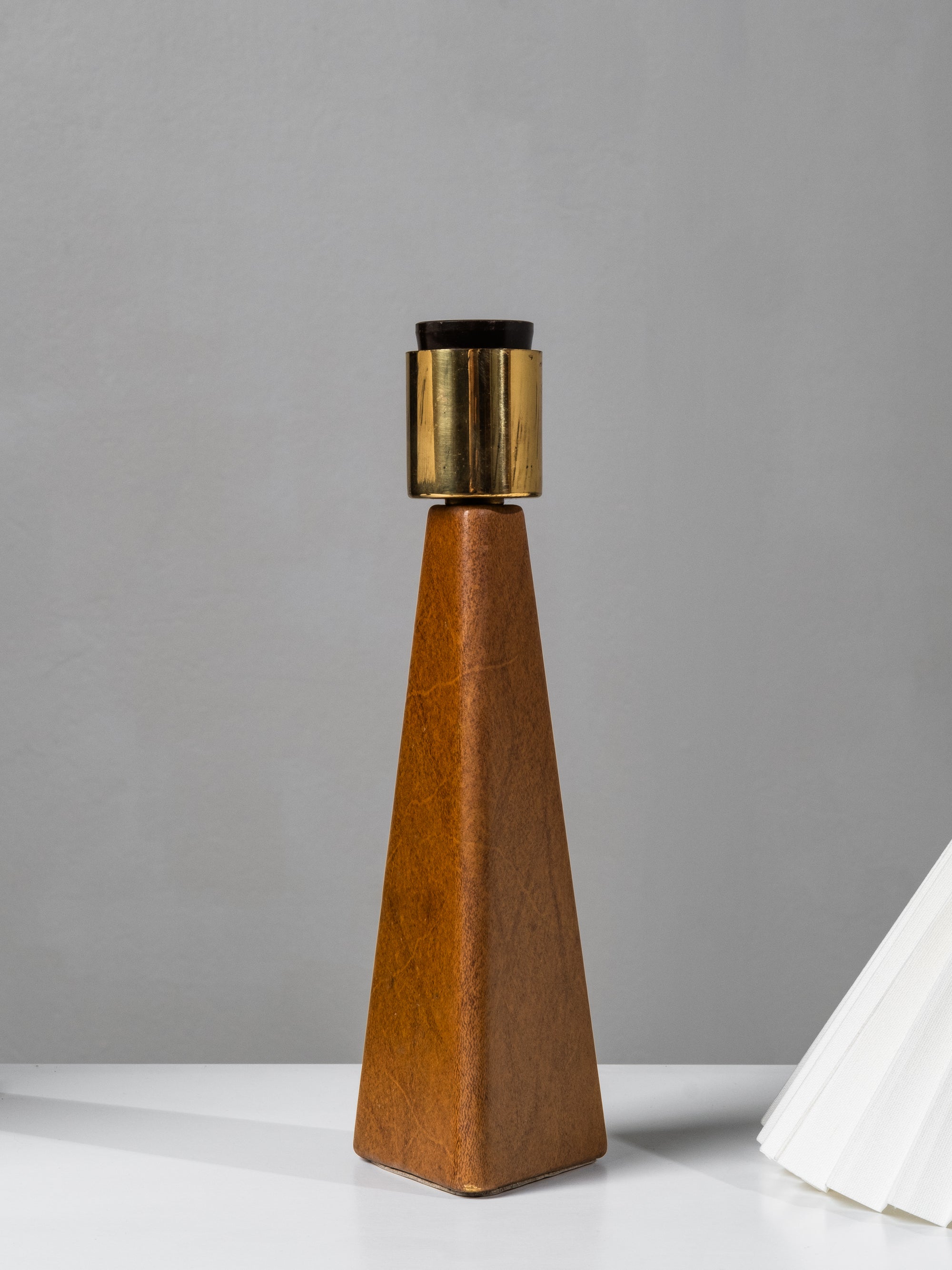 Pair of Leatherette &amp; Brass Table Lamps by Lisa Johansson-Pape for Orno, 1960s