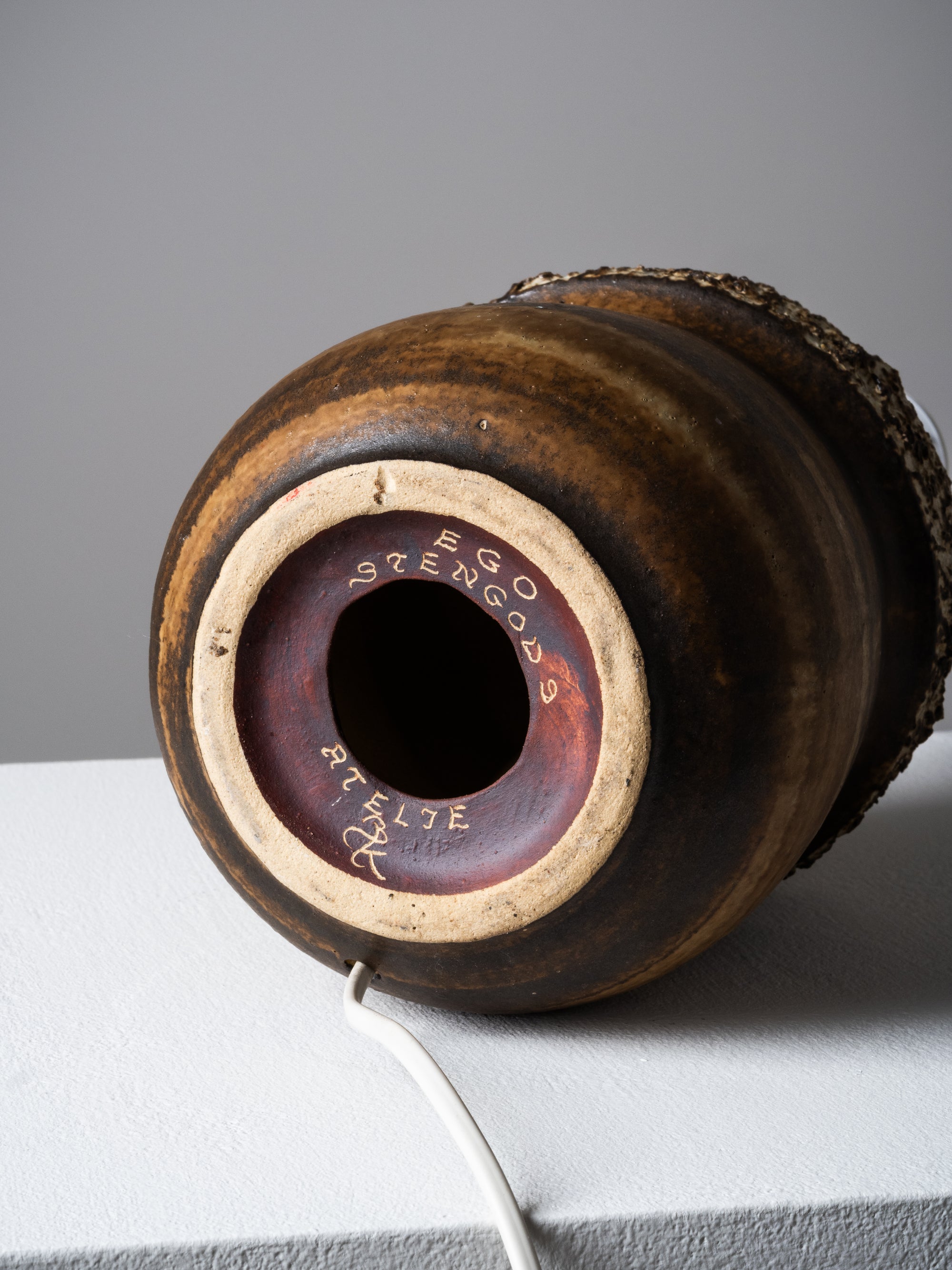 Brown-Glazed Stoneware Table Lamp by Bruno Karlsson for Ego Stengods, 1960s