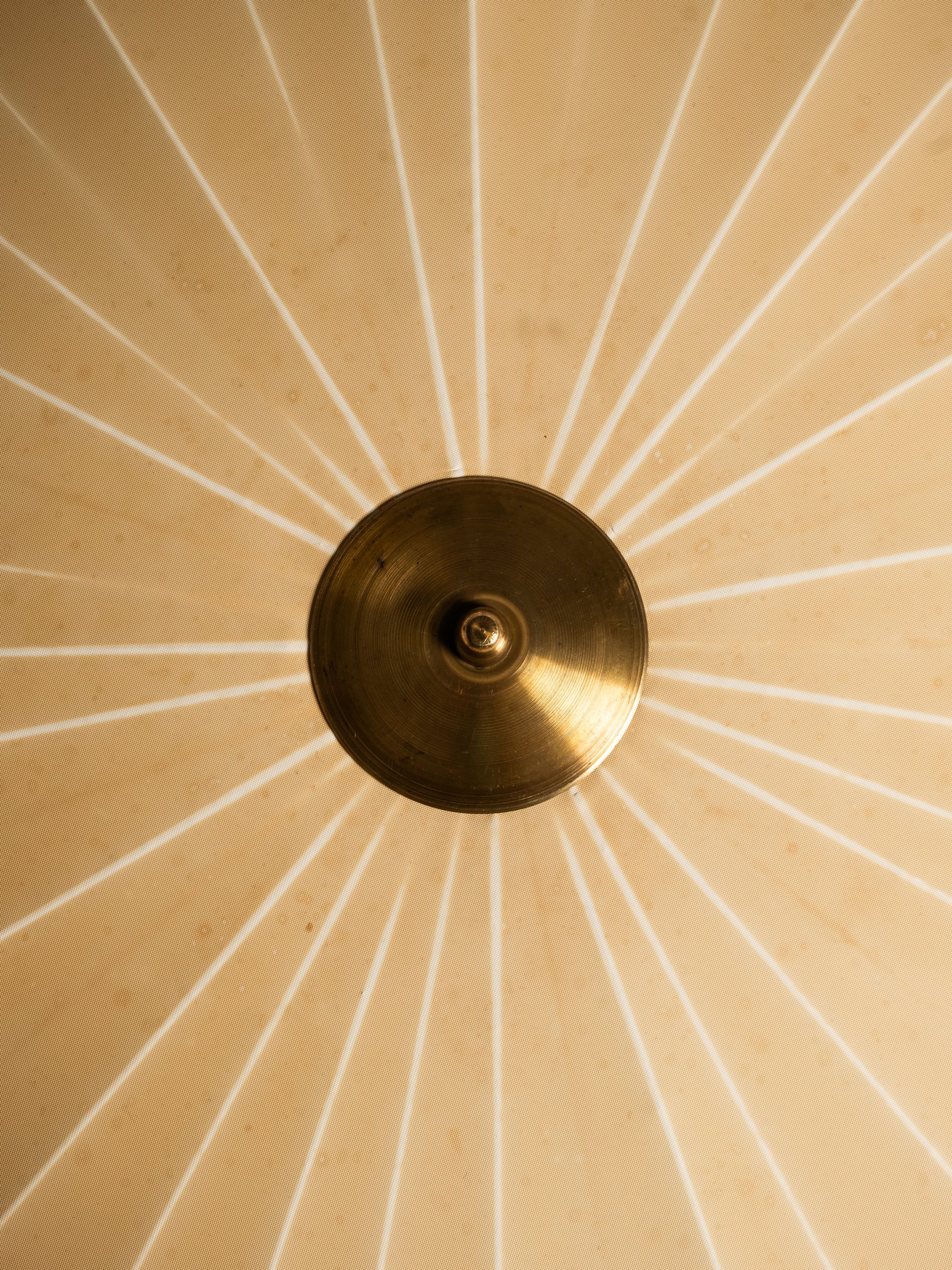 Large Model K5-25 Brass &amp; Textile Flush Mount by Idman Oy, Finland, 1950s