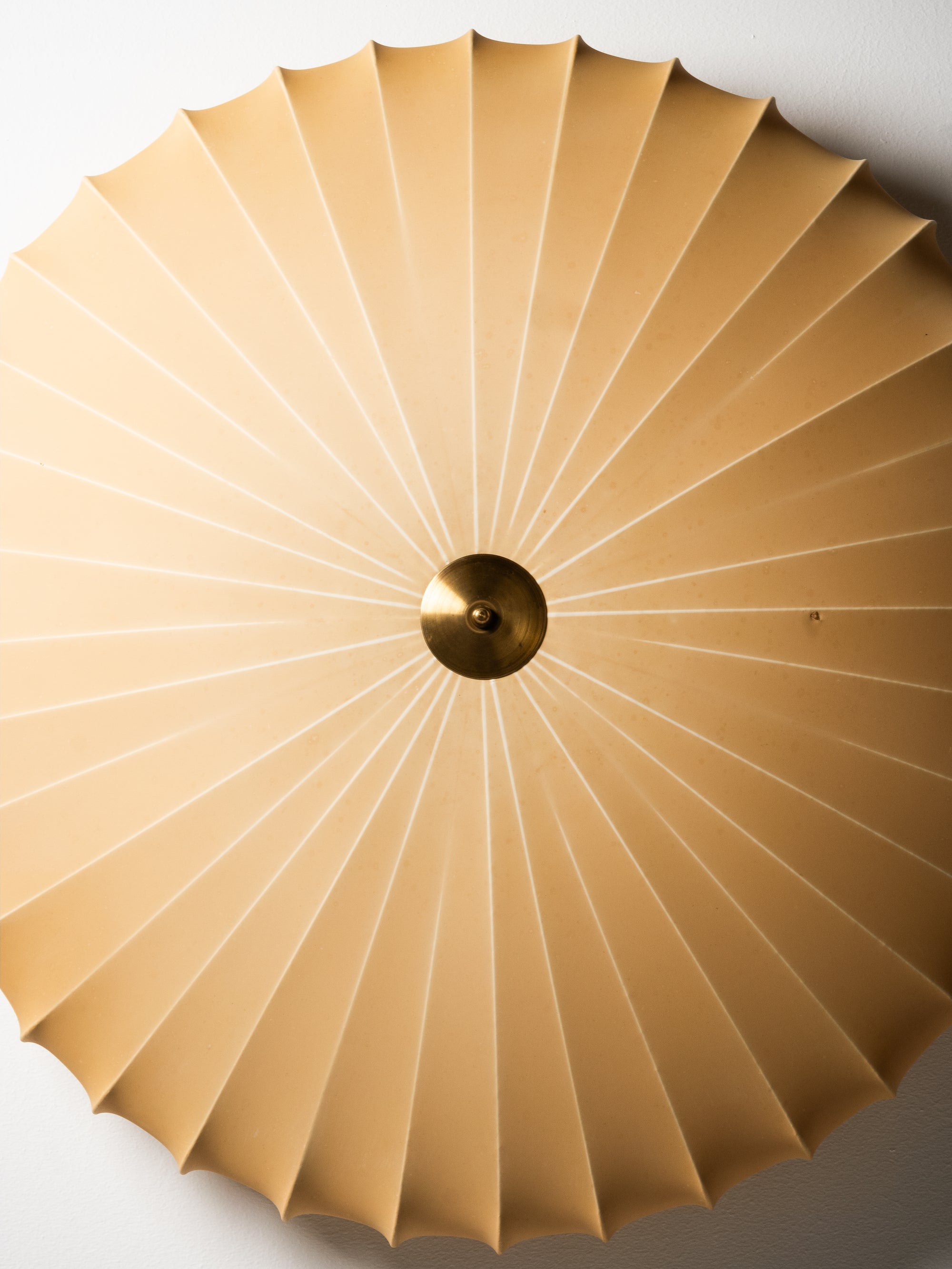 Large Model K5-25 Brass &amp; Textile Flush Mount by Idman Oy, Finland, 1950s