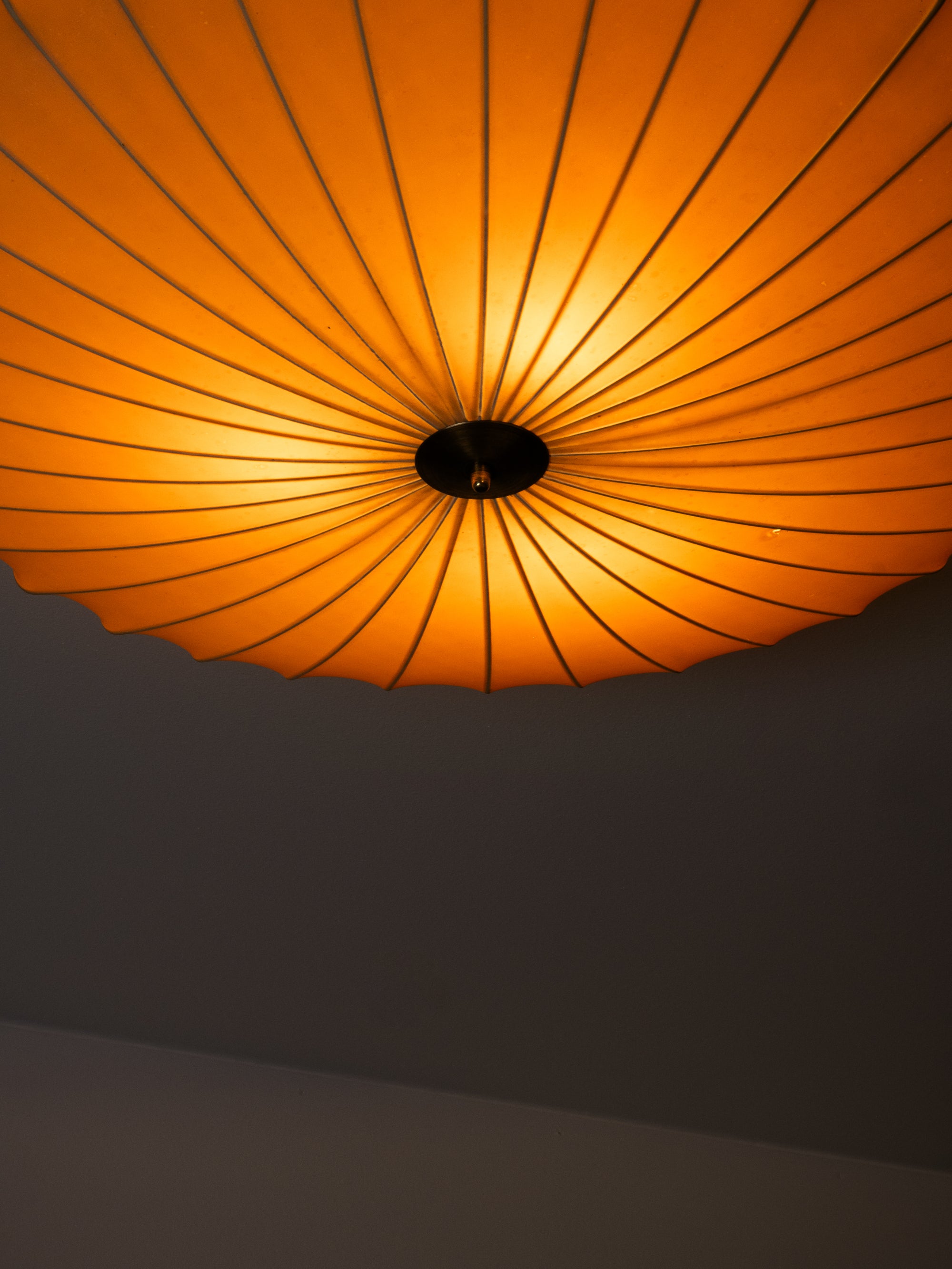 Large Model K5-25 Brass &amp; Textile Flush Mount by Idman Oy, Finland, 1950s
