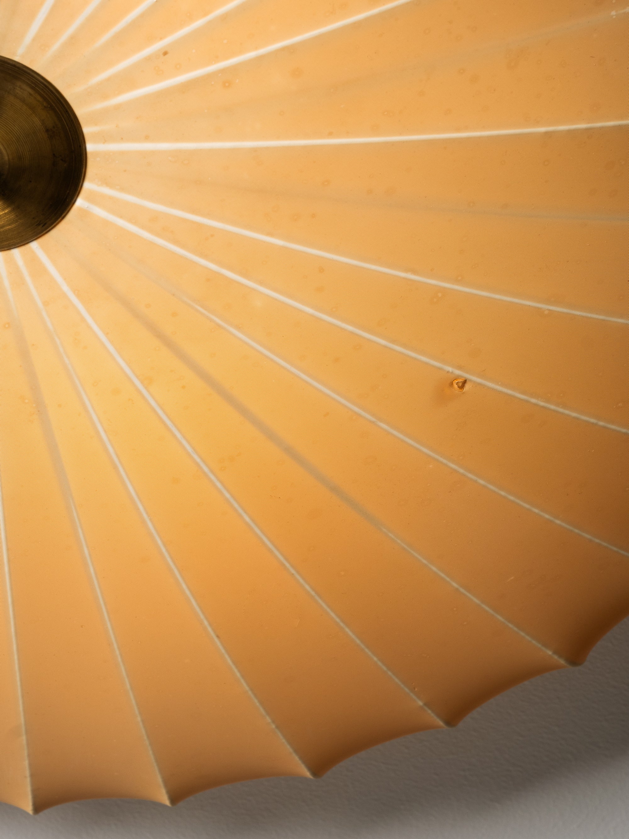 Large Model K5-25 Brass &amp; Textile Flush Mount by Idman Oy, Finland, 1950s