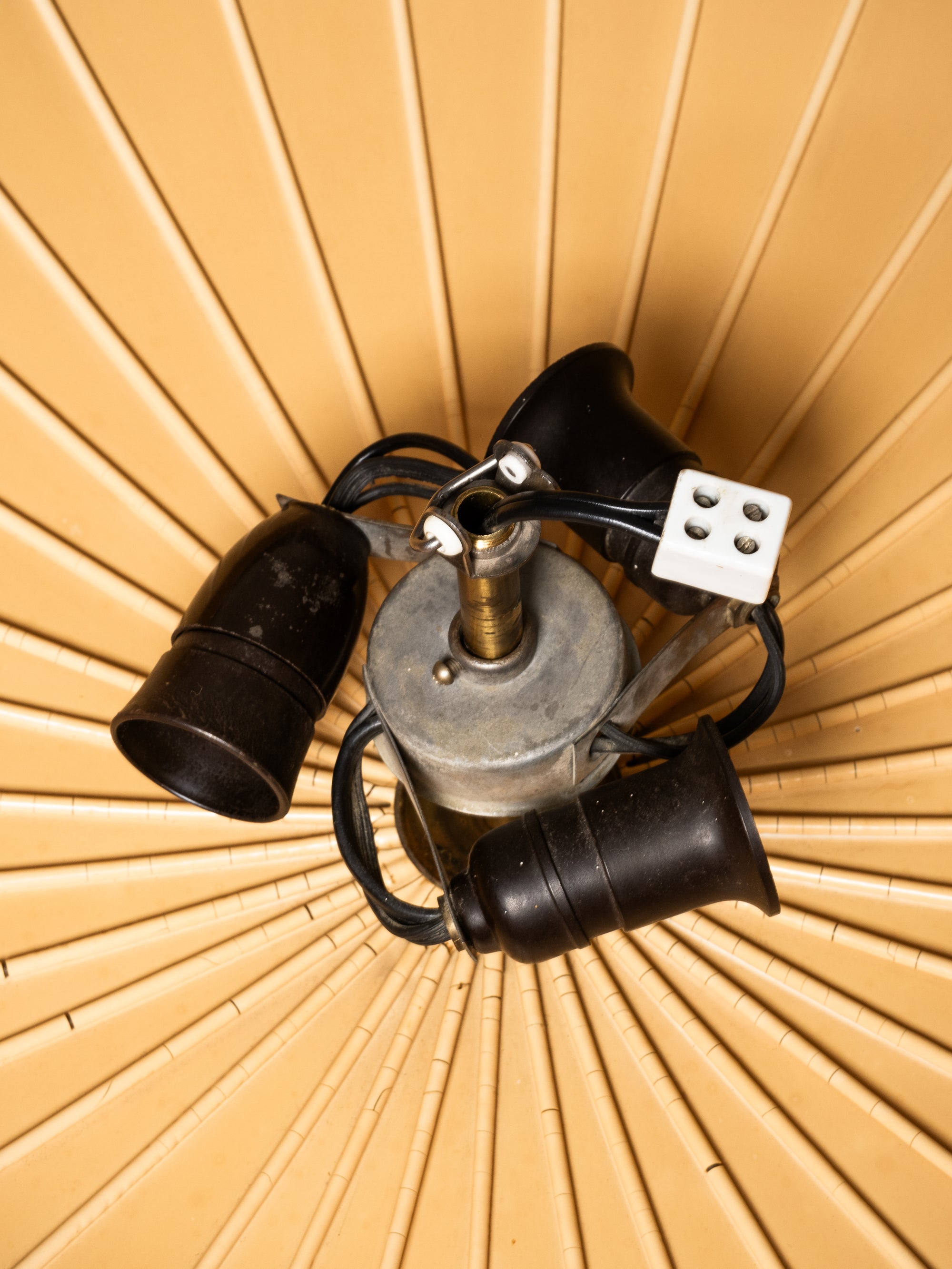 Large Model K5-25 Brass &amp; Textile Flush Mount by Idman Oy, Finland, 1950s