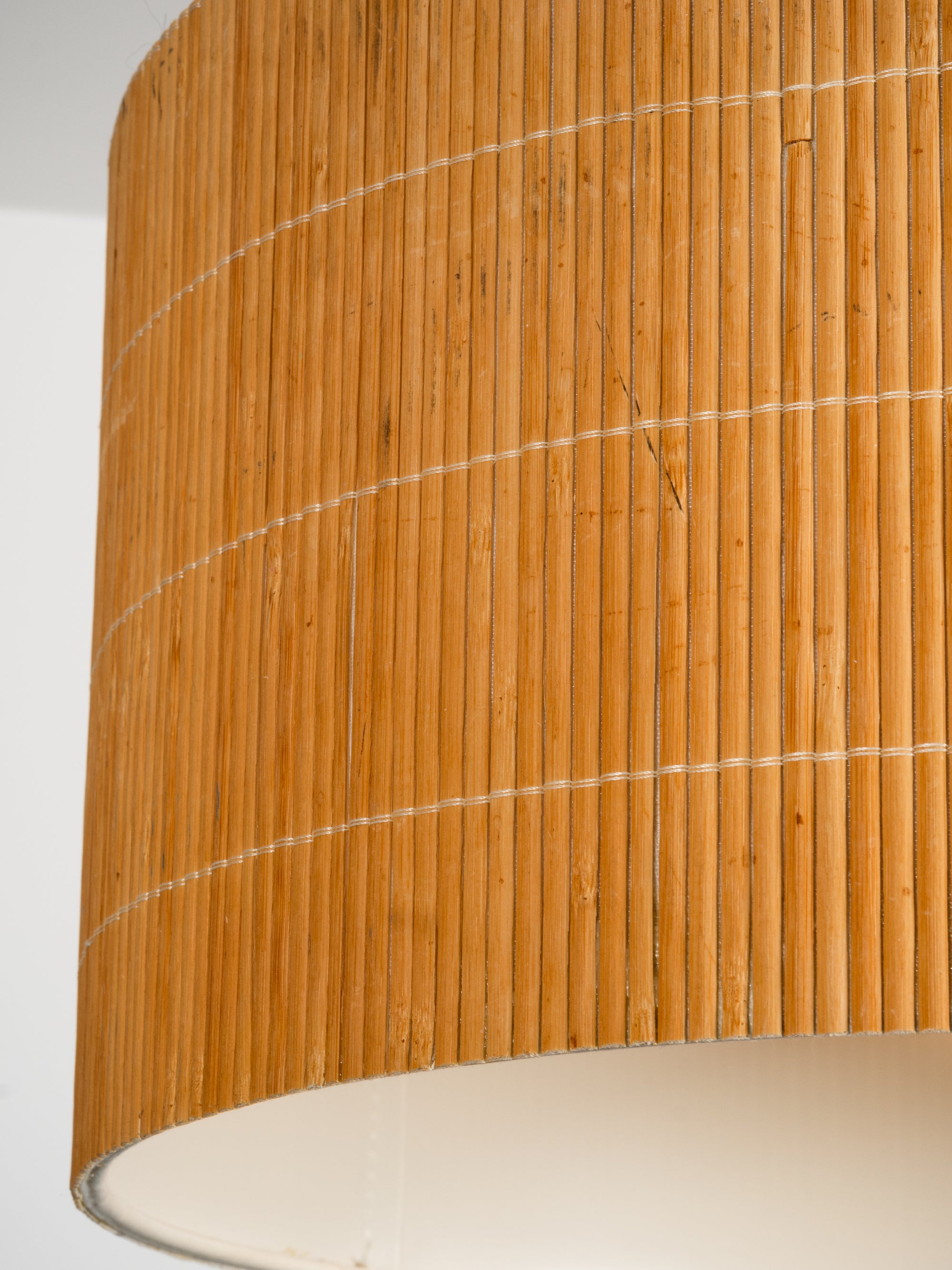 Finnish Mid-Century Brass Pendant Light with Wooden Slat Shade