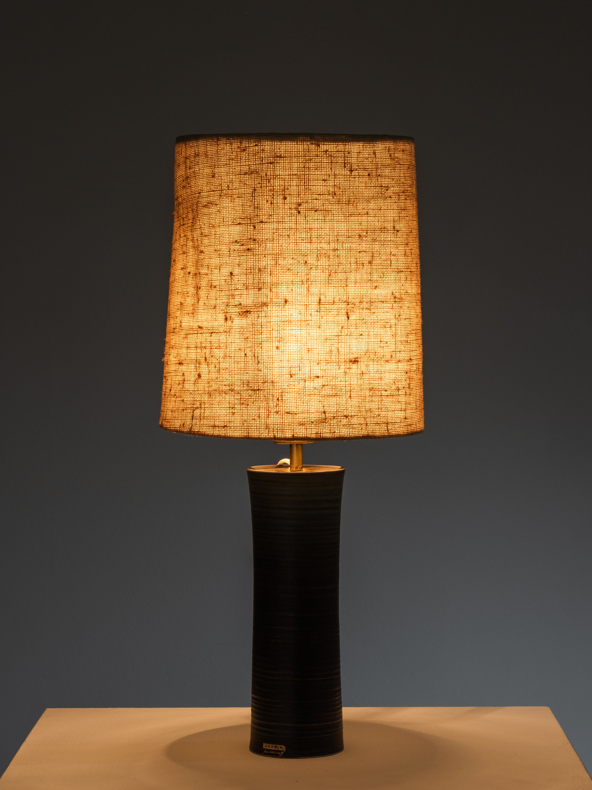 Wheel-Turned Ceramic Table Lamp by Annikki Hovisaari, Arabia, Finland, 1960s