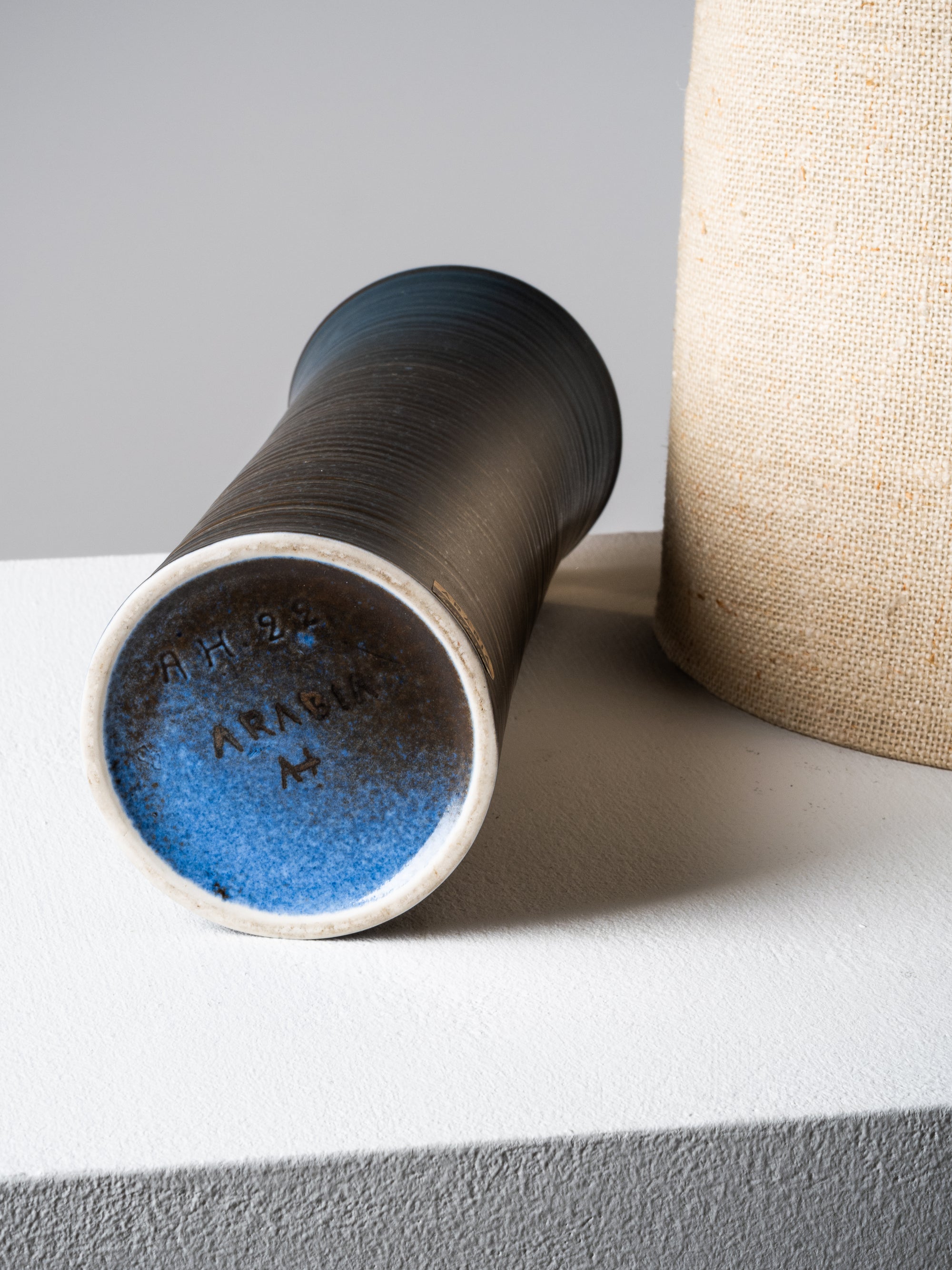 Wheel-Turned Ceramic Table Lamp by Annikki Hovisaari, Arabia, Finland, 1960s