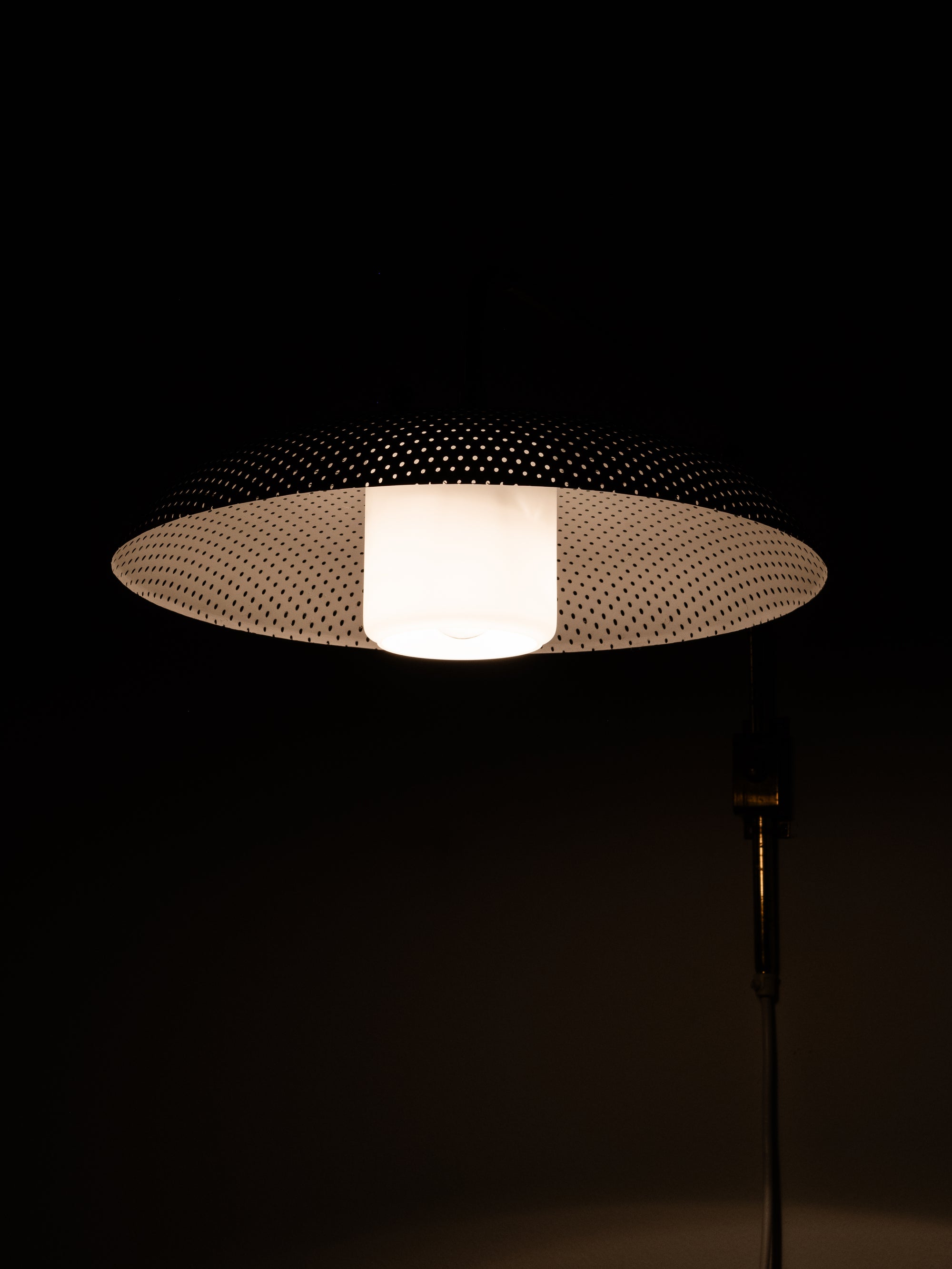 Perforated Brass Shade &amp; Opaline Glass Wall Light by Valinte Oy, Finland, 1950s