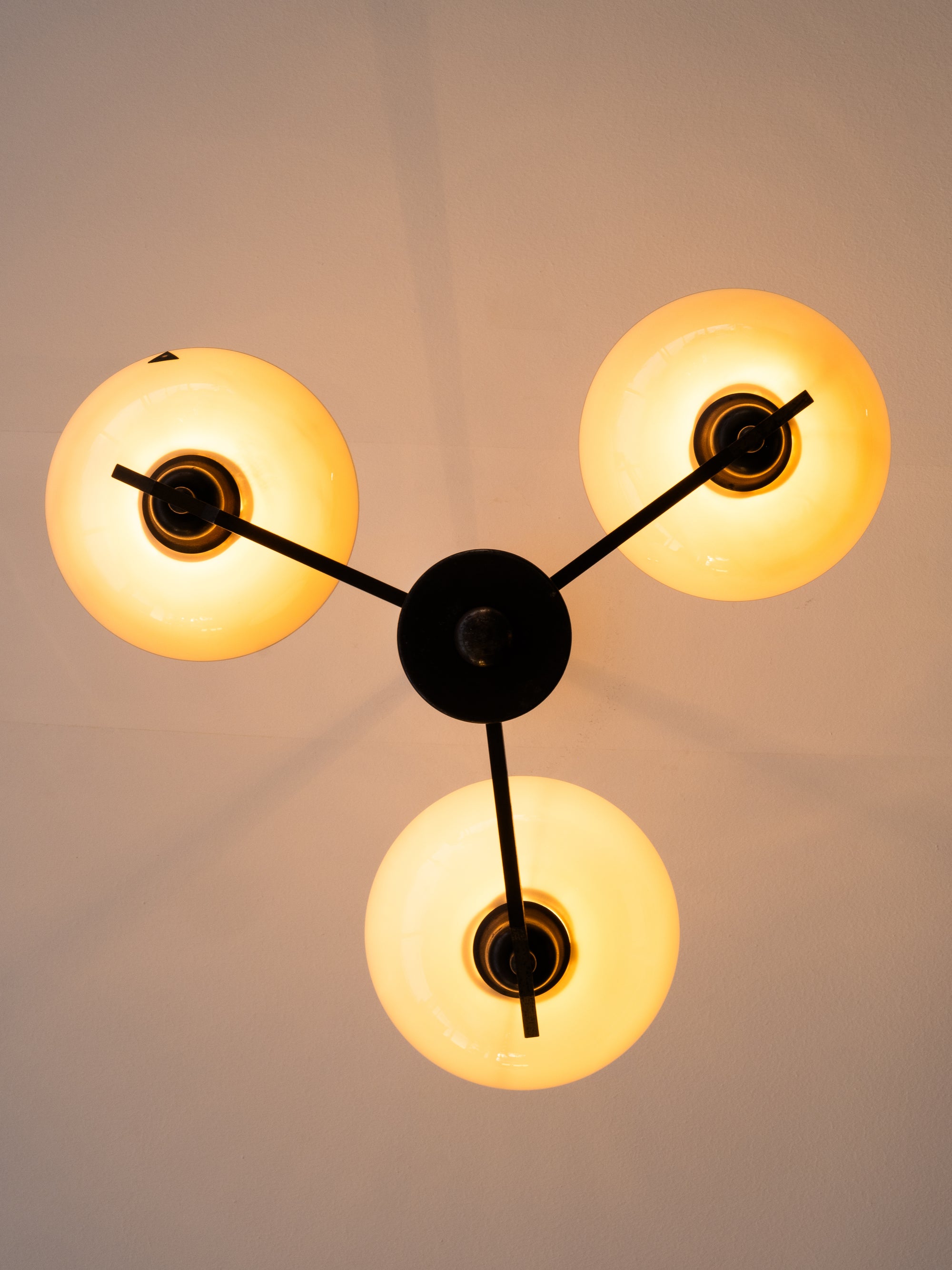 Rare Model 3024 Pendant Light in Oxidised Steel by Paavo Tynell, Taito Oy, 1940s