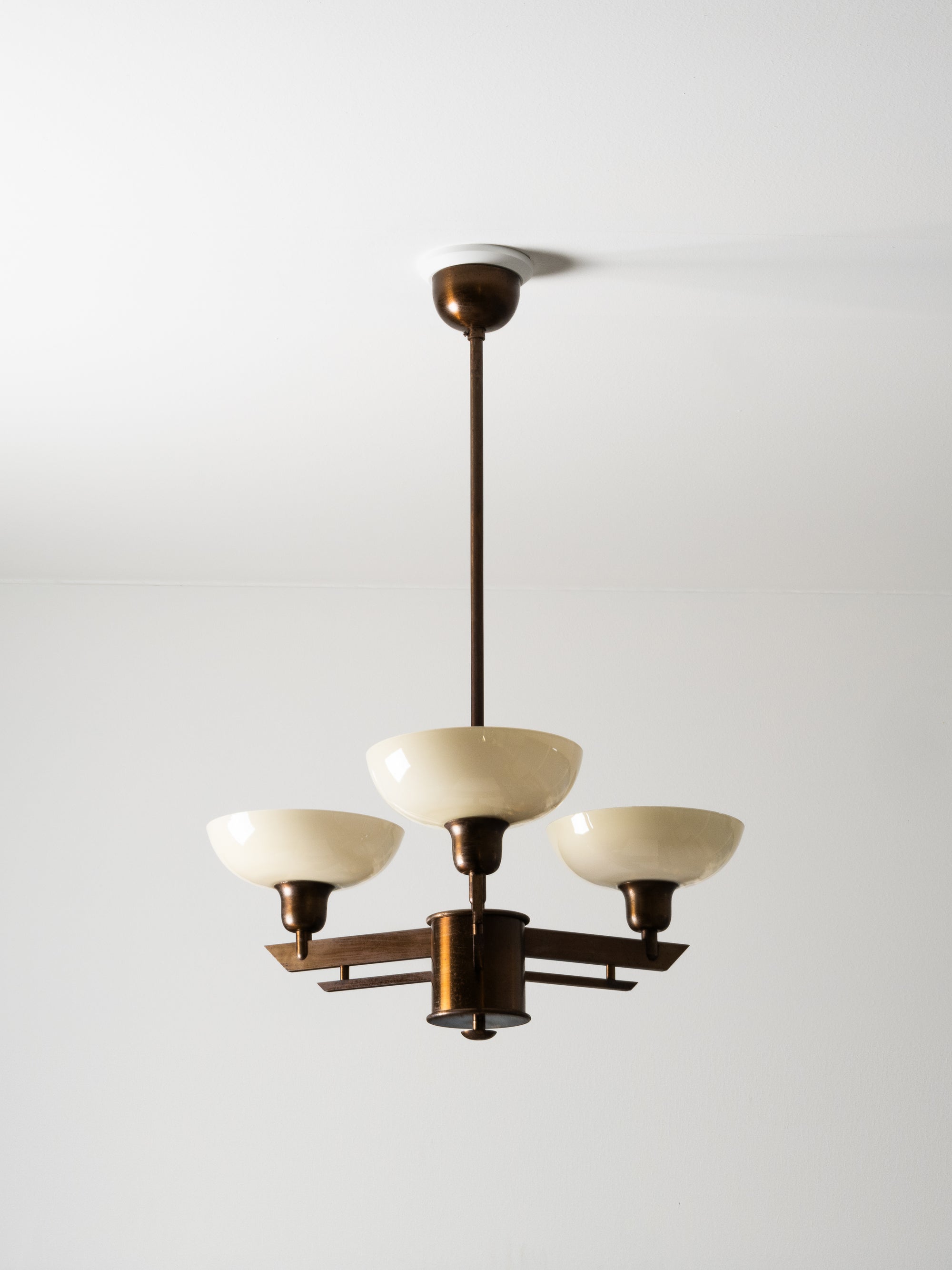 Rare Model 3024 Pendant Light in Oxidised Steel by Paavo Tynell, Taito Oy, 1940s