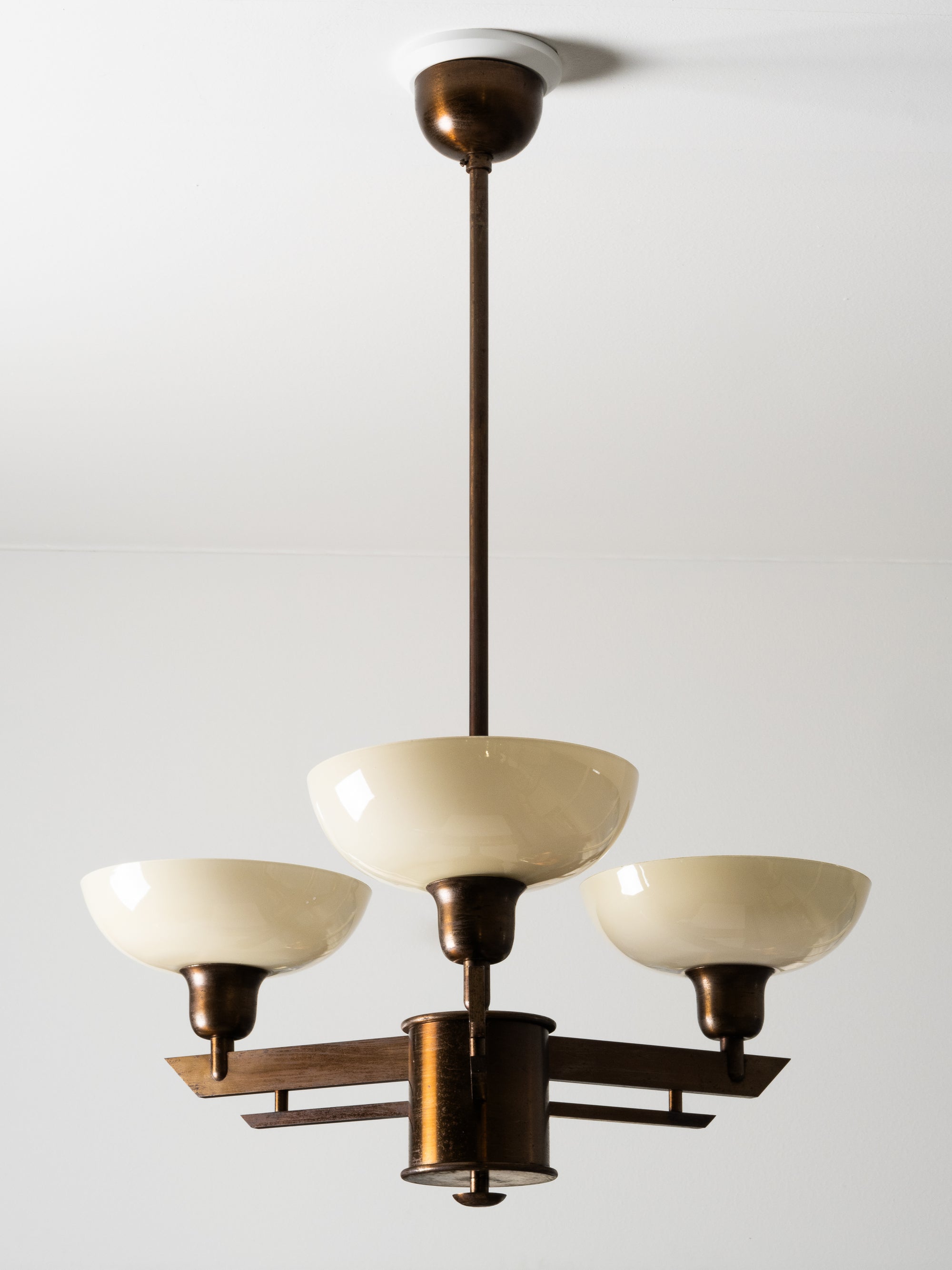Rare Model 3024 Pendant Light in Oxidised Steel by Paavo Tynell, Taito Oy, 1940s