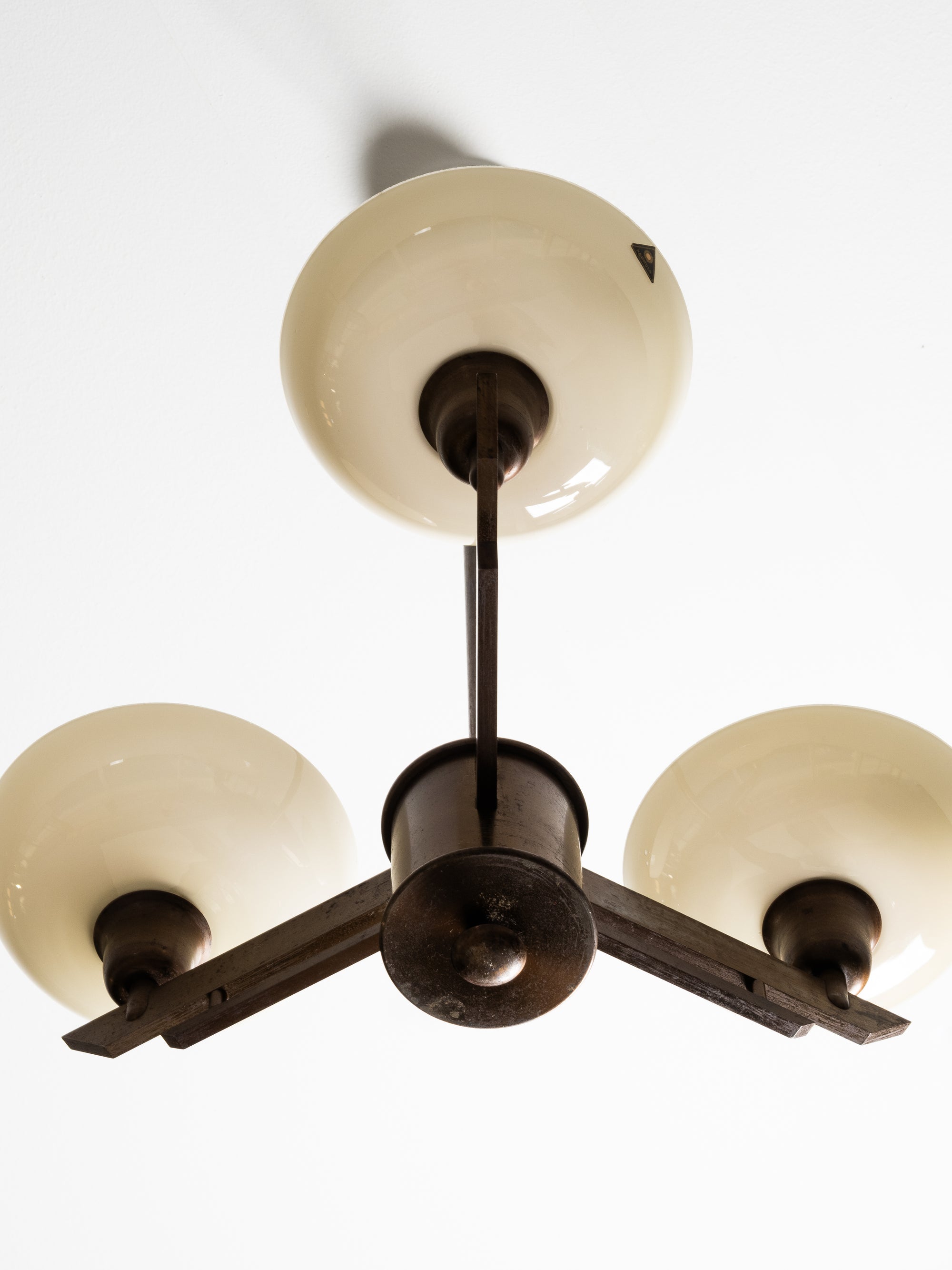 Rare Model 3024 Pendant Light in Oxidised Steel by Paavo Tynell, Taito Oy, 1940s