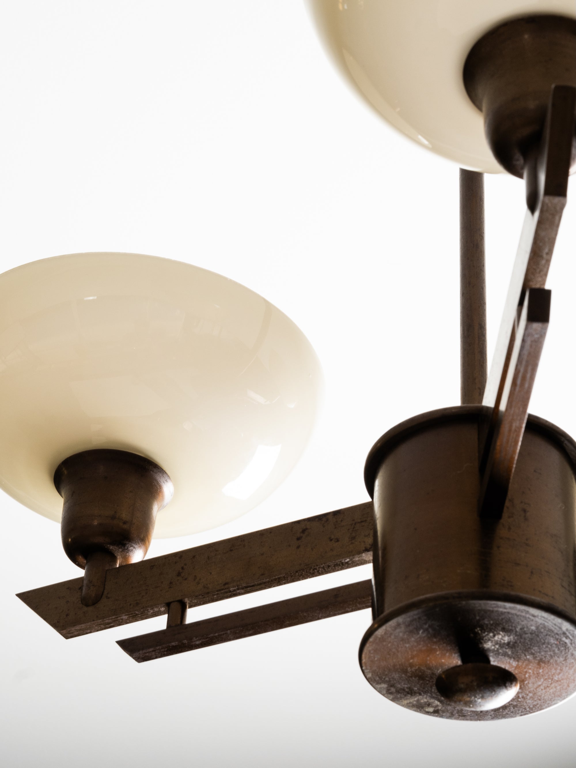 Rare Model 3024 Pendant Light in Oxidised Steel by Paavo Tynell, Taito Oy, 1940s