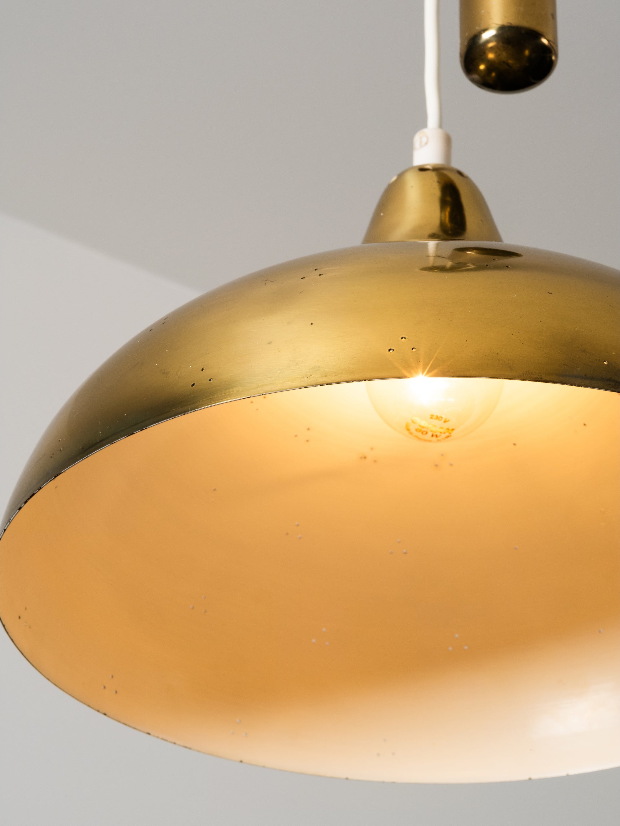 Model ER99 Brass Pendant Light with Counterweight by Itsu, Finland, 1950s