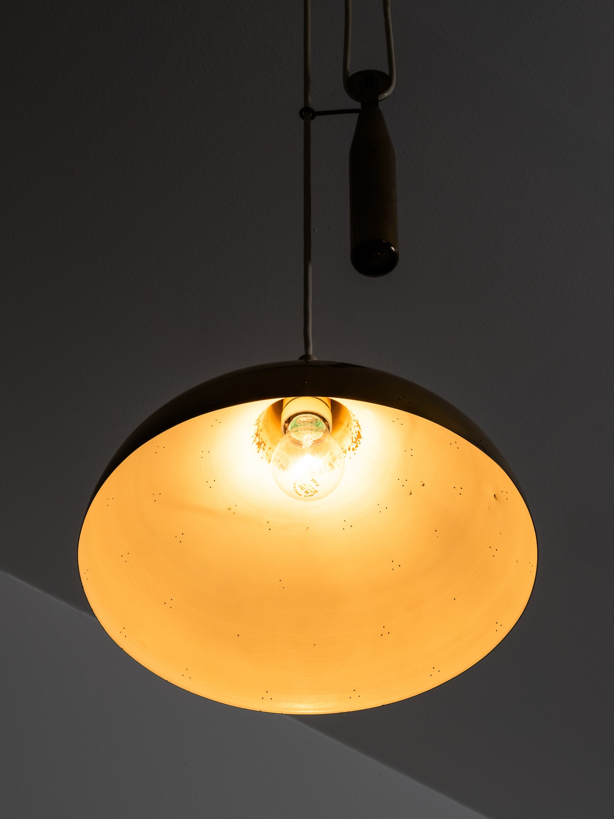 Model ER99 Brass Pendant Light with Counterweight by Itsu, Finland, 1950s