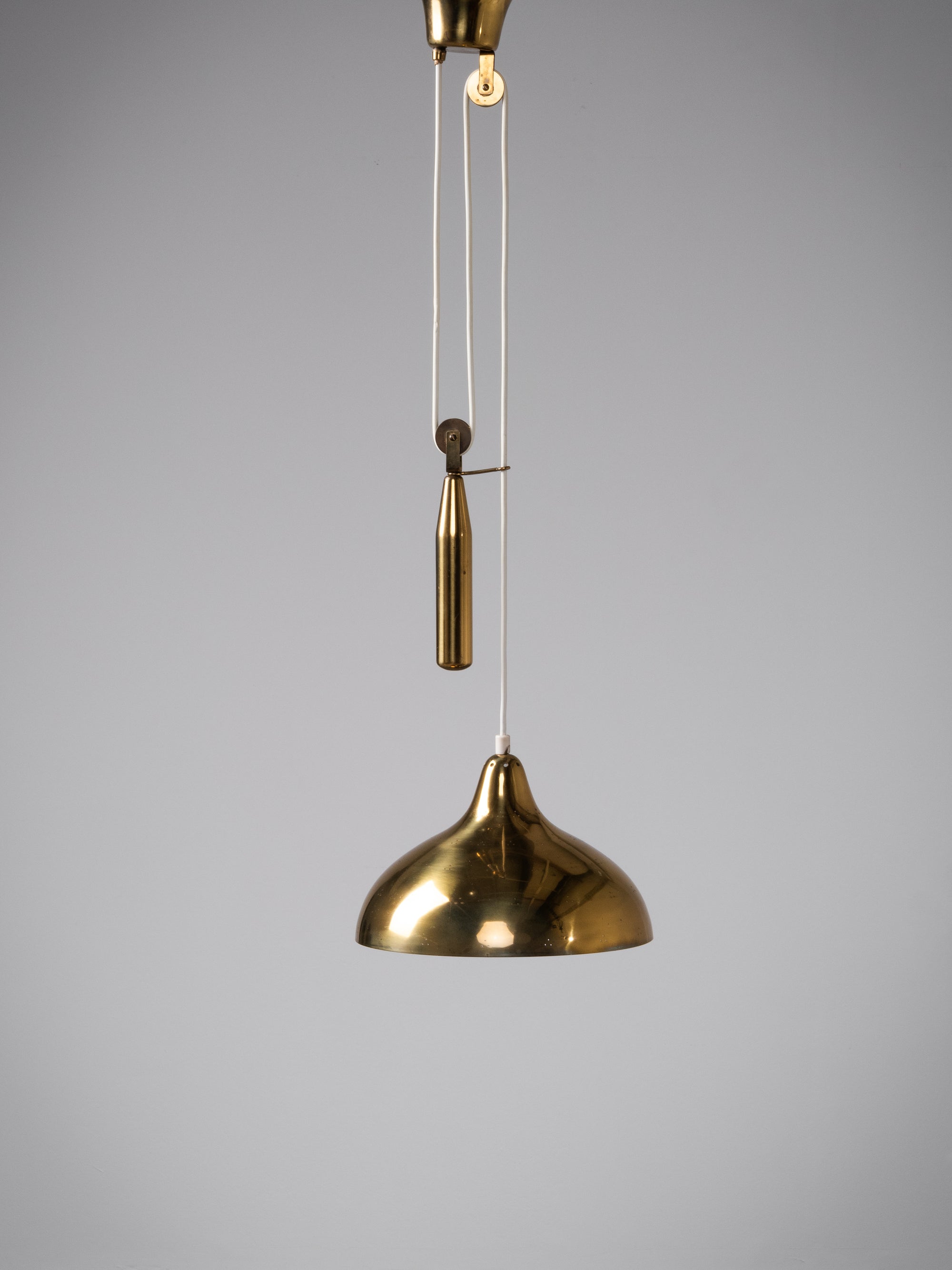 Model ER99 Brass Pendant Light with Counterweight by Itsu, Finland, 1950s