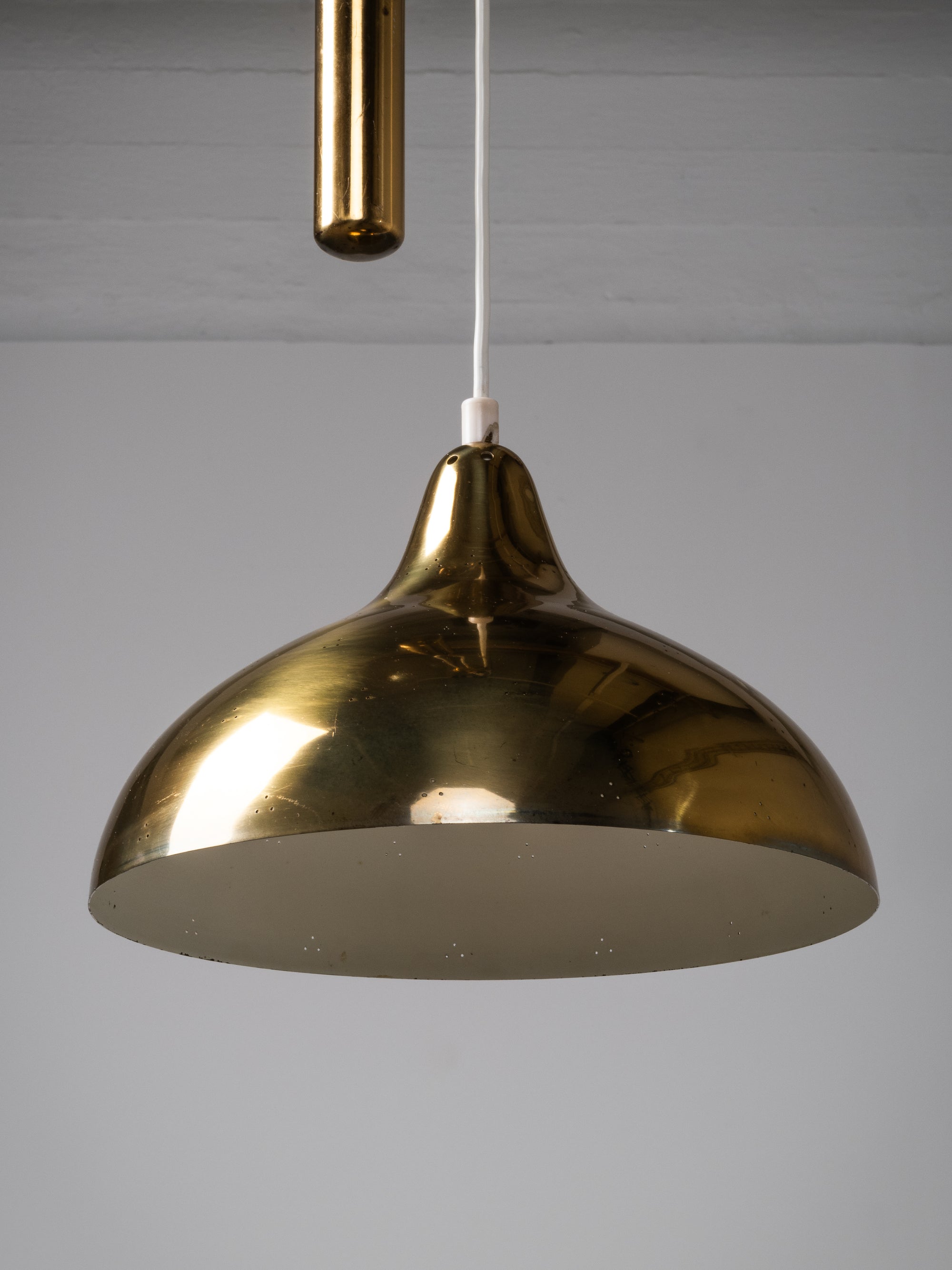 Model ER99 Brass Pendant Light with Counterweight by Itsu, Finland, 1950s