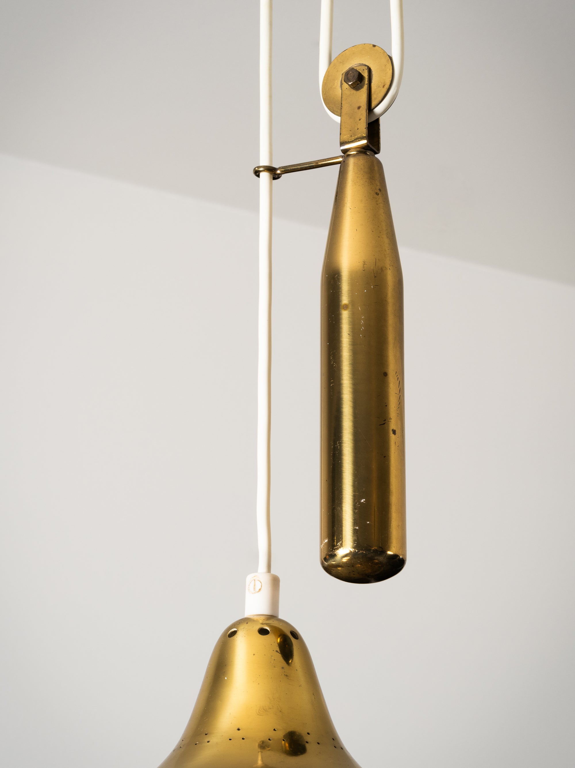 Model ER99 Brass Pendant Light with Counterweight by Itsu, Finland, 1950s