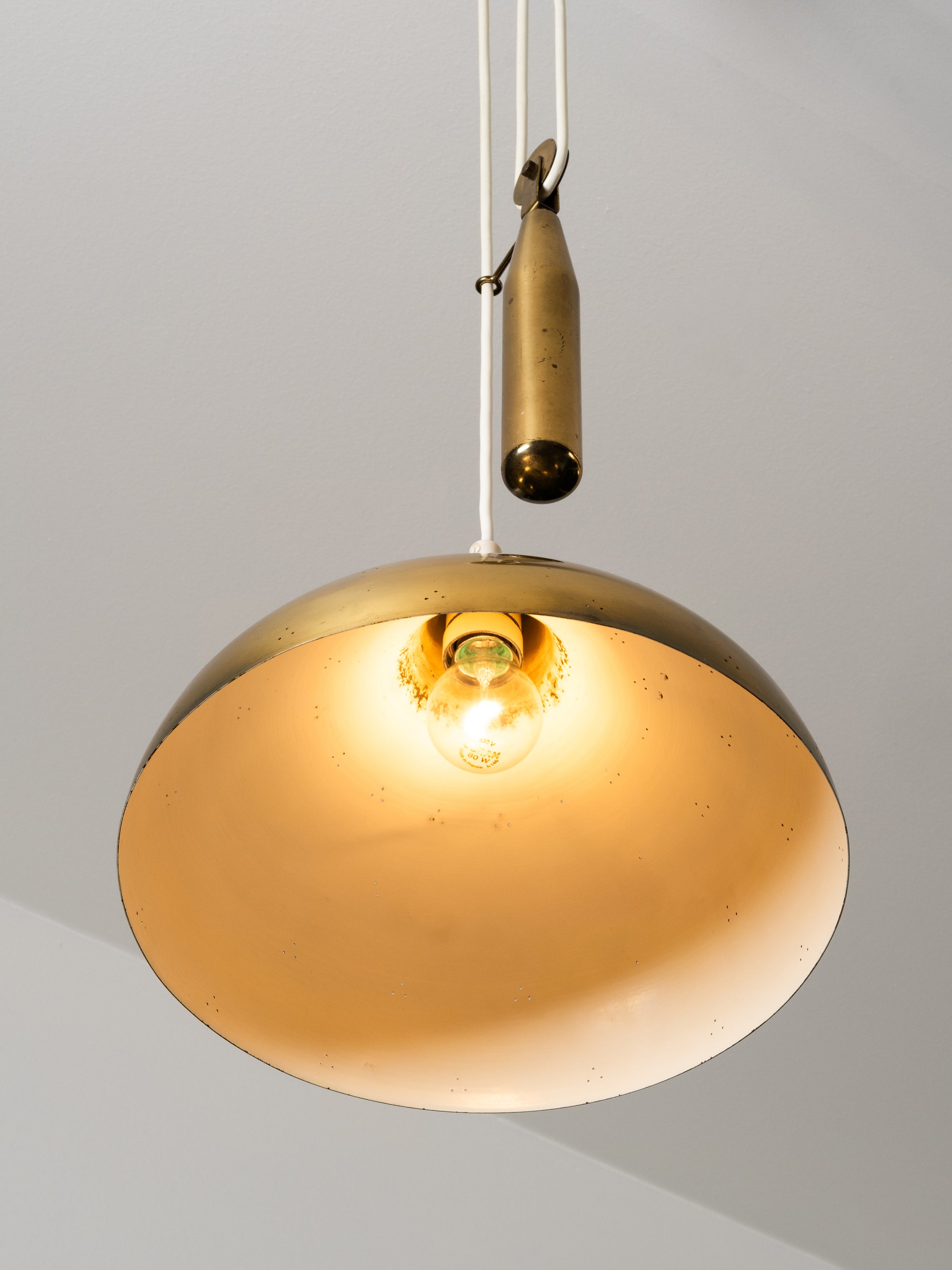 Model ER99 Brass Pendant Light with Counterweight by Itsu, Finland, 1950s
