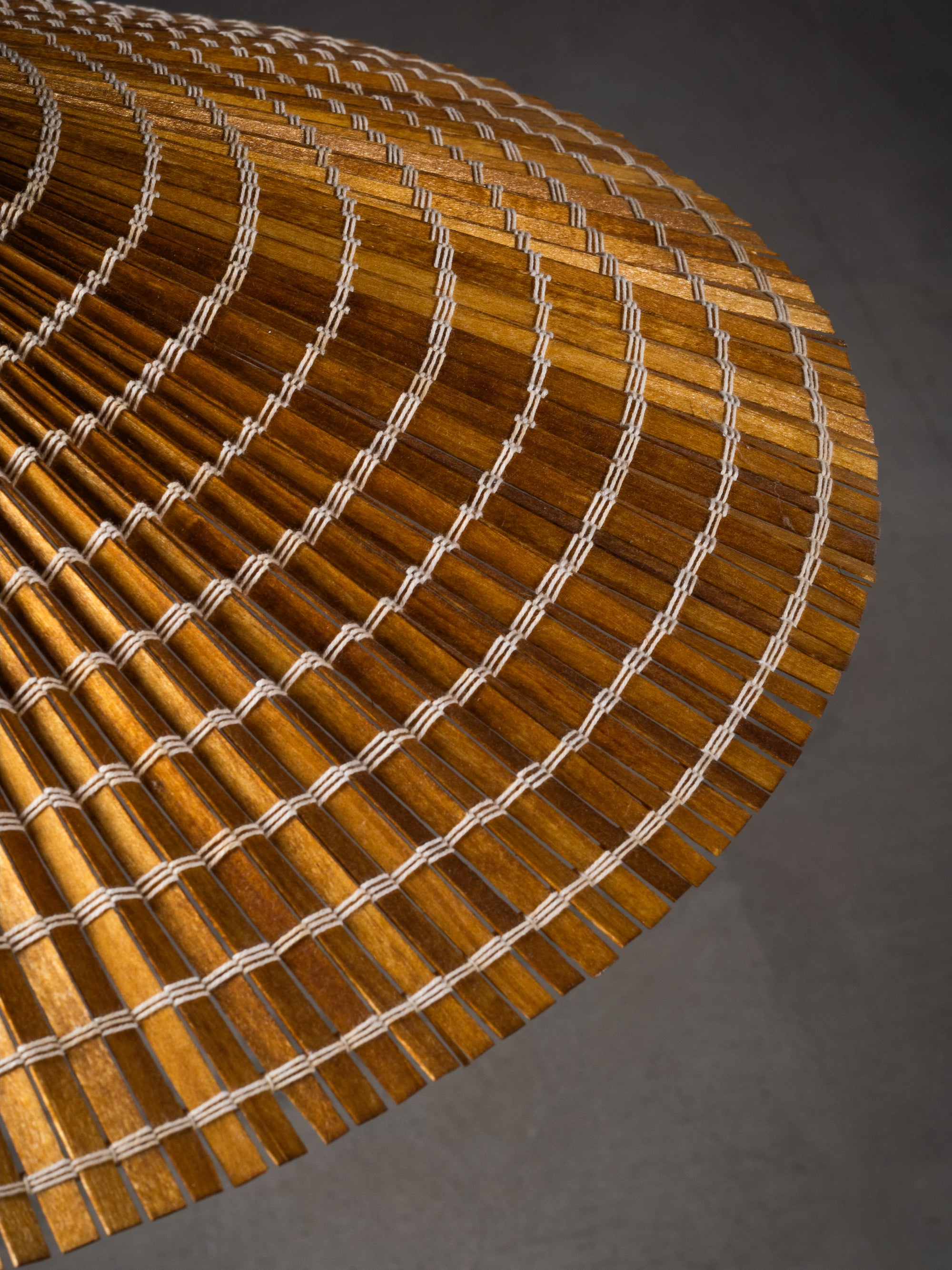 Pendant Model K3-44 in Glass, Wood Slat &amp; Brass by Paavo Tynell for Idman, 1950s