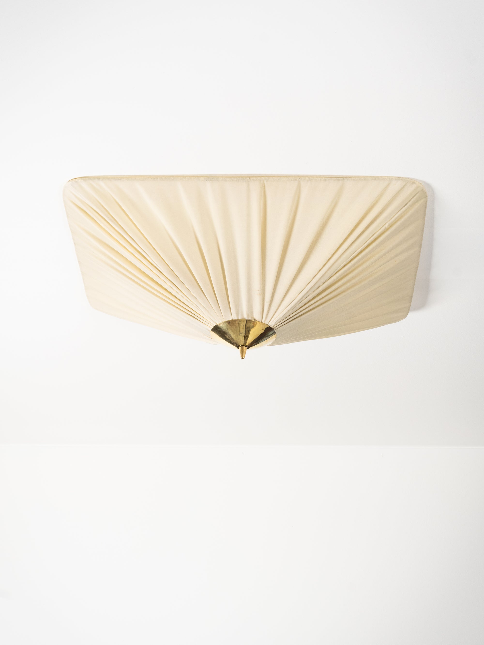 Brass &amp; Silk Fabric Flush Mount, Idman Oy, Finland, 1950s