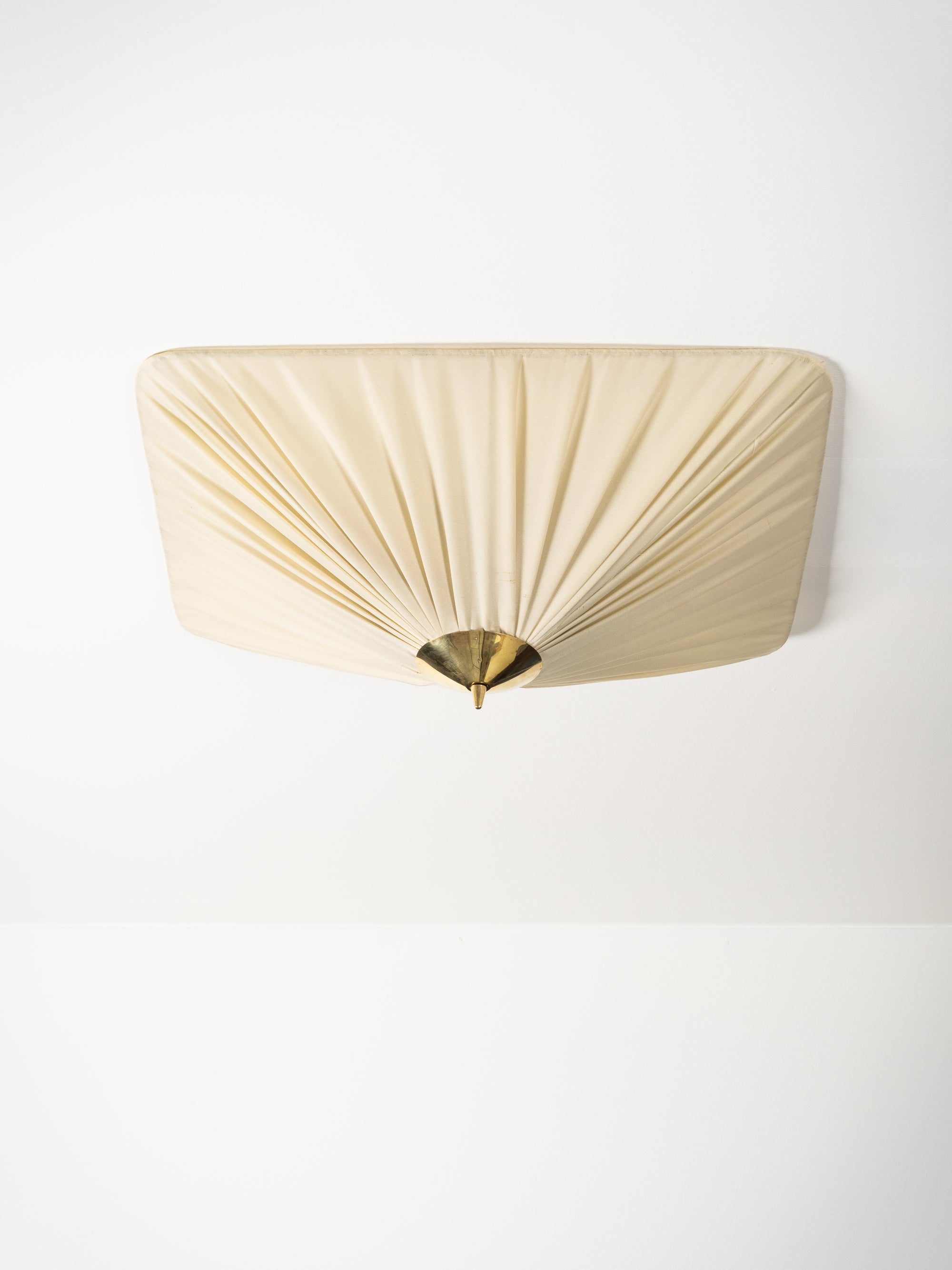 Brass &amp; Silk Fabric Flush Mount, Idman Oy, Finland, 1950s