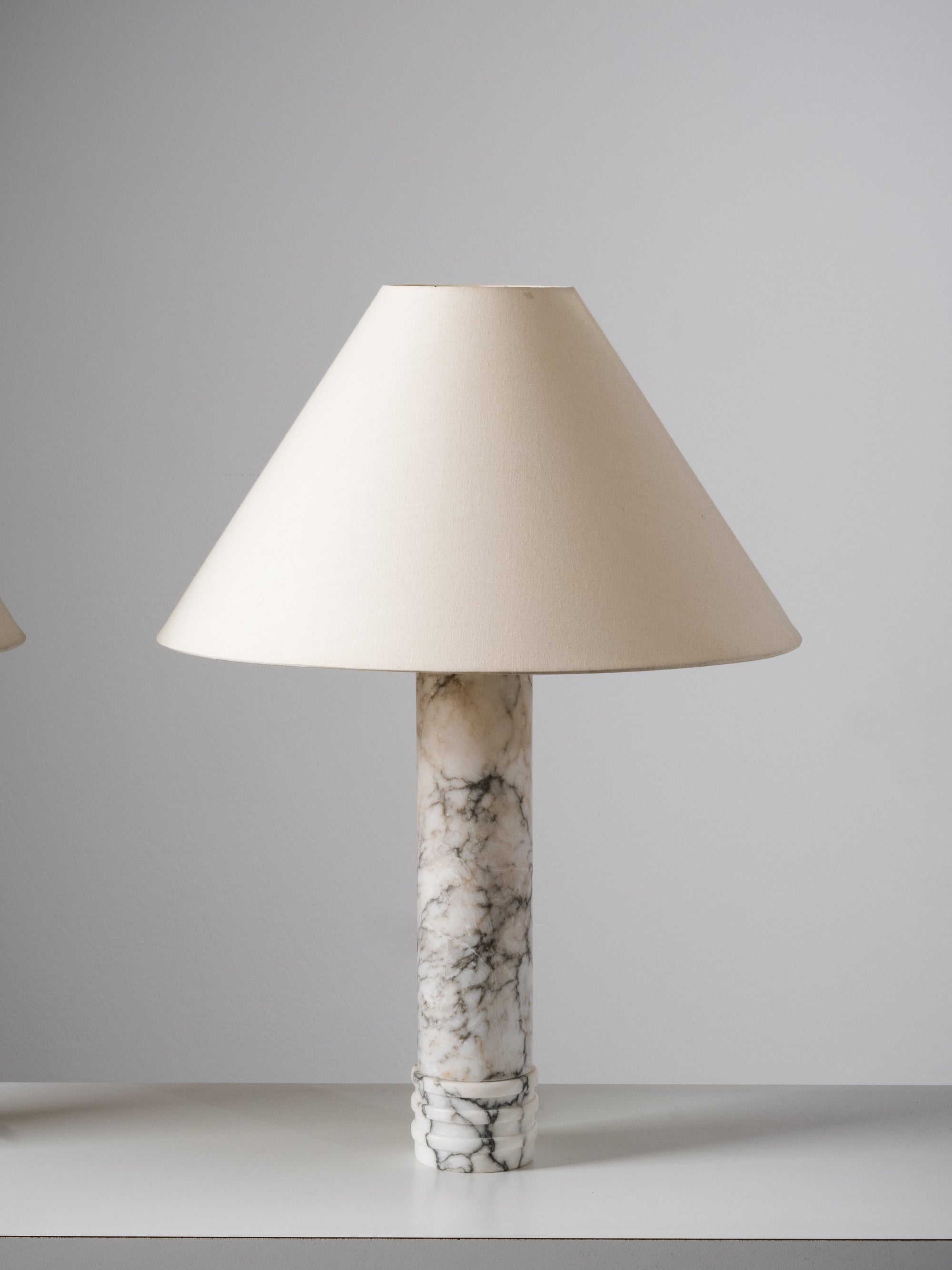 Pair of Bergboms Model B-10 Carrara Marble Table Lamps, Sweden, 1960s