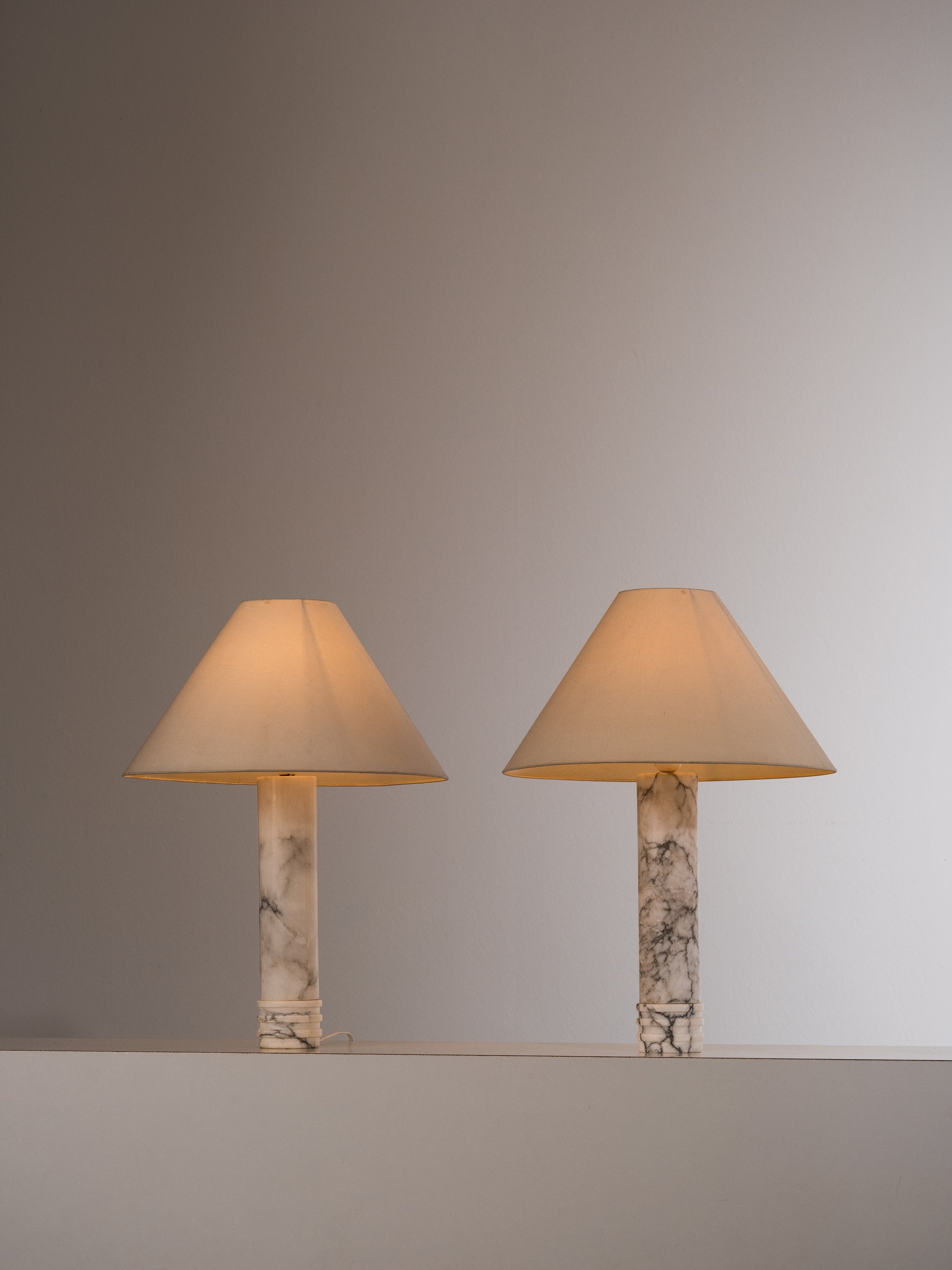 Pair of Bergboms Model B-10 Carrara Marble Table Lamps, Sweden, 1960s
