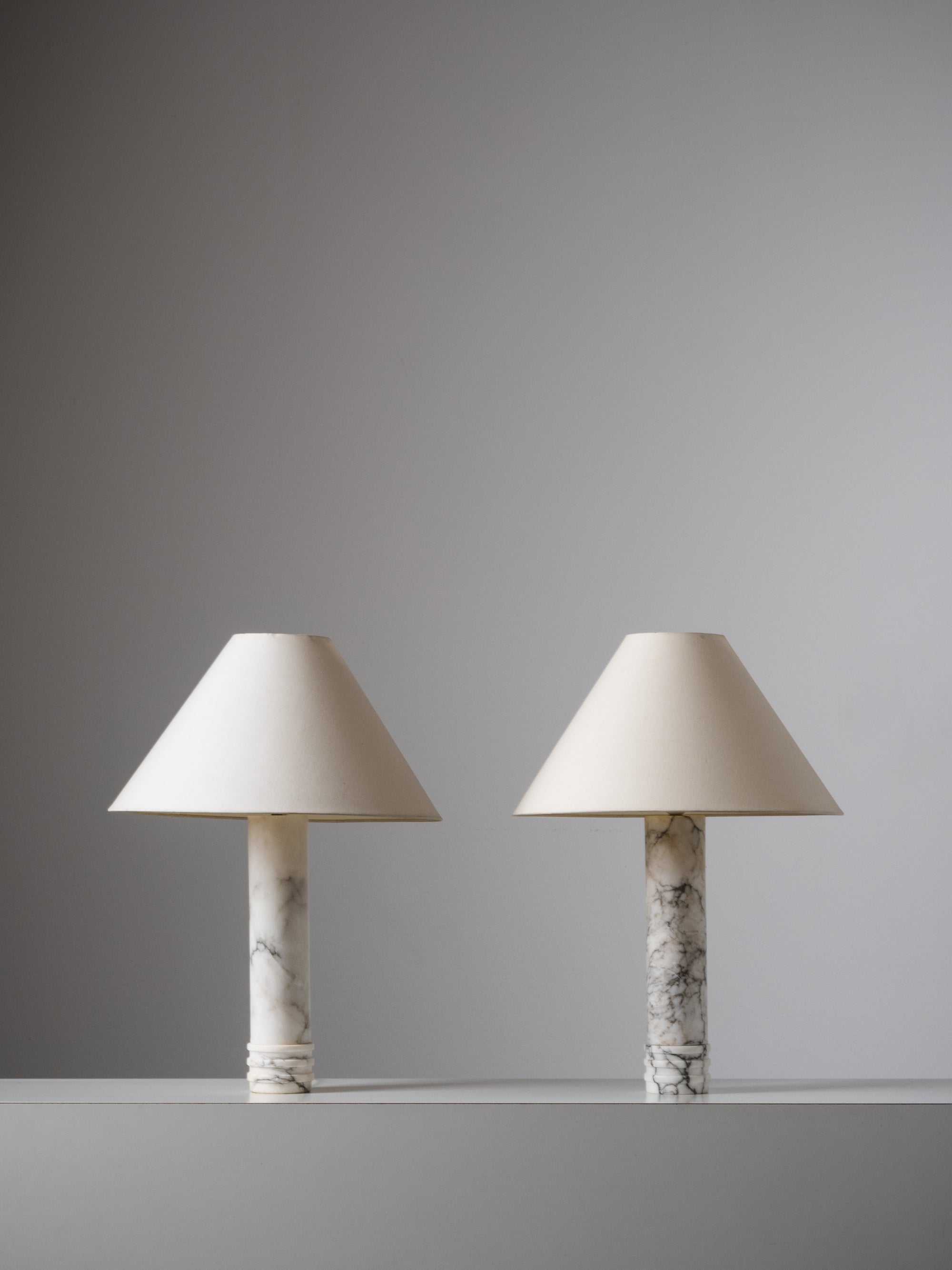 Pair of Bergboms Model B-10 Carrara Marble Table Lamps, Sweden, 1960s