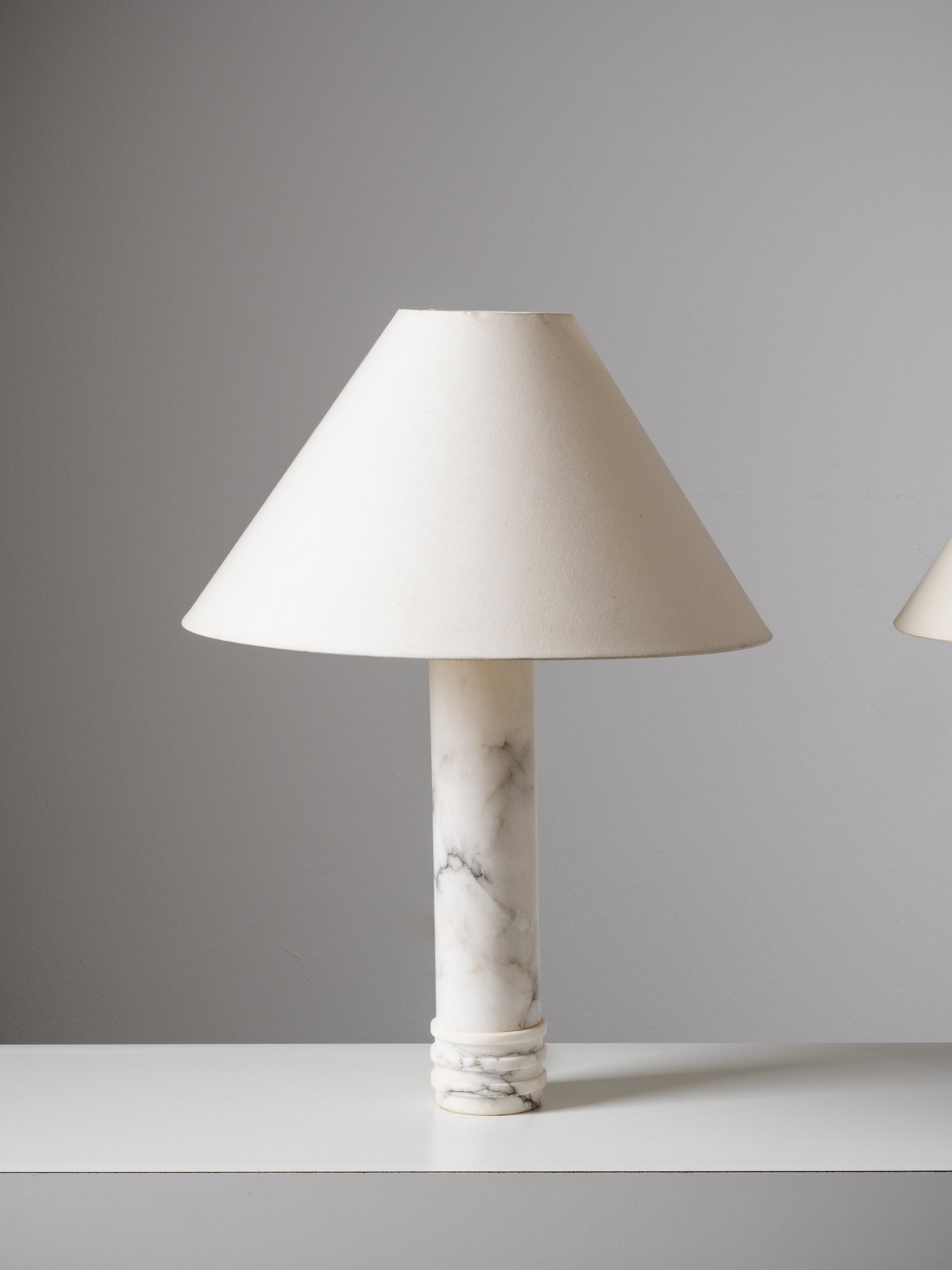 Pair of Bergboms Model B-10 Carrara Marble Table Lamps, Sweden, 1960s
