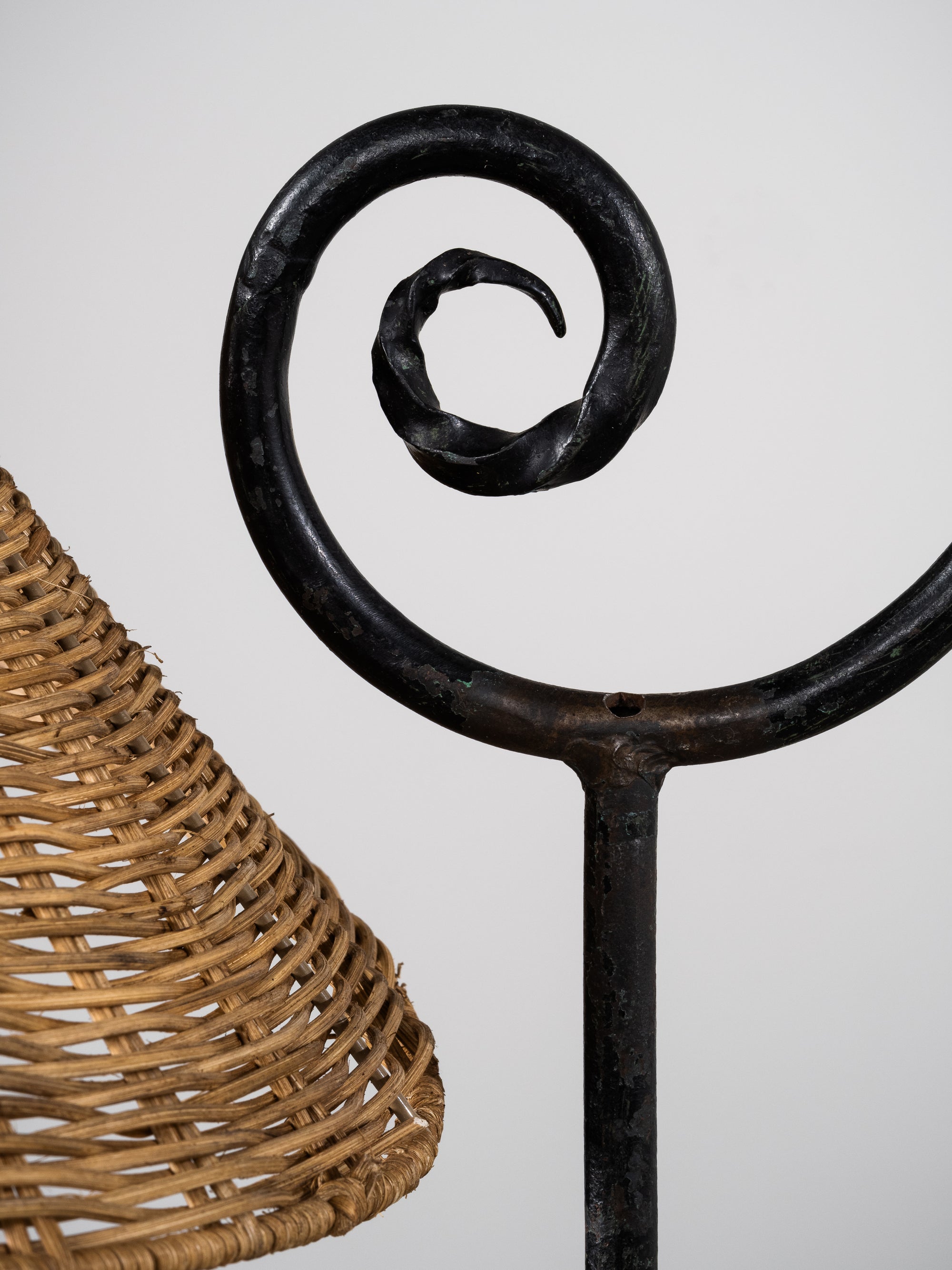 Wrought Iron &amp; Rattan Floor Lamp, Finland, 1930s