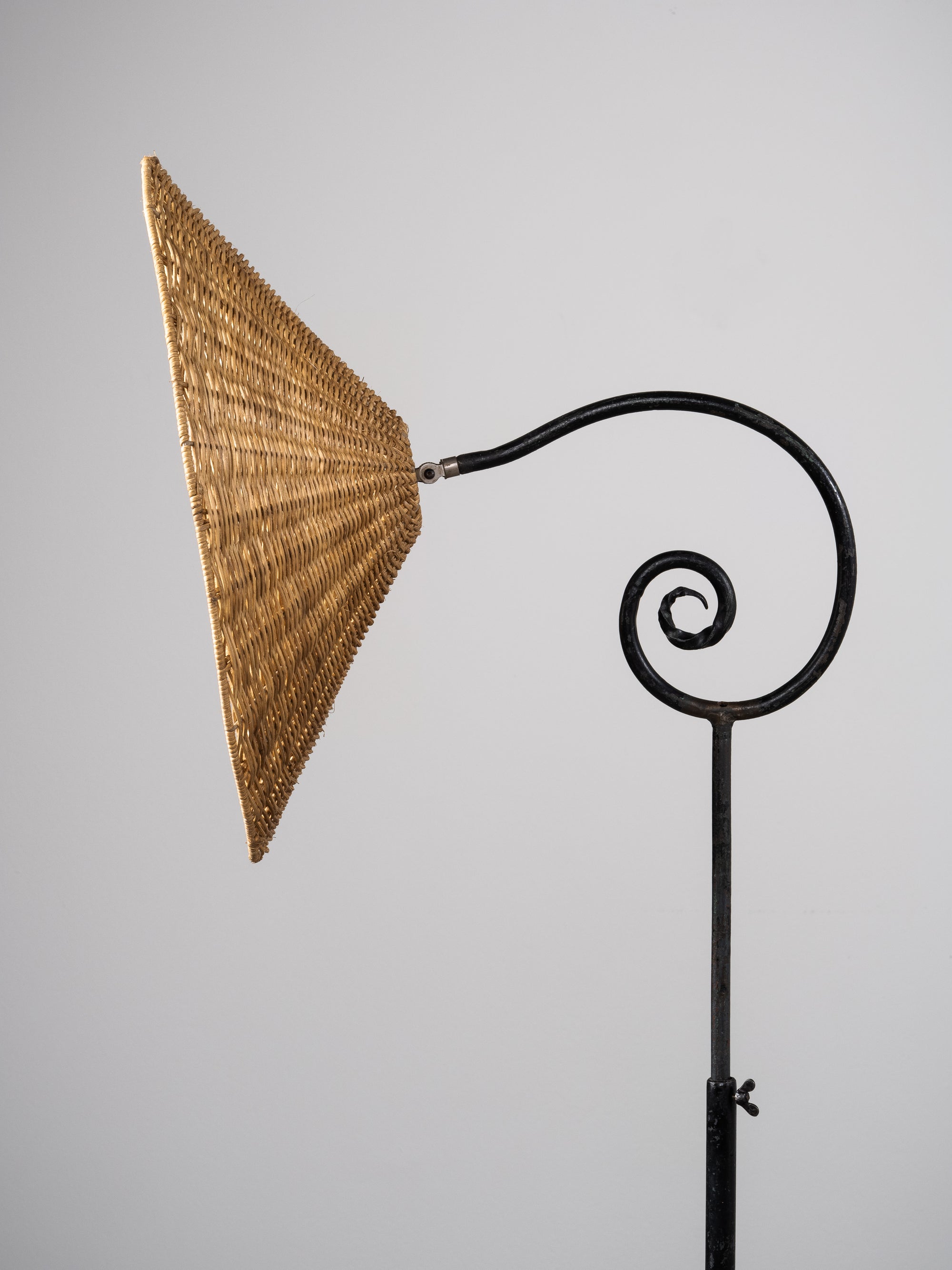 Wrought Iron &amp; Rattan Floor Lamp, Finland, 1930s