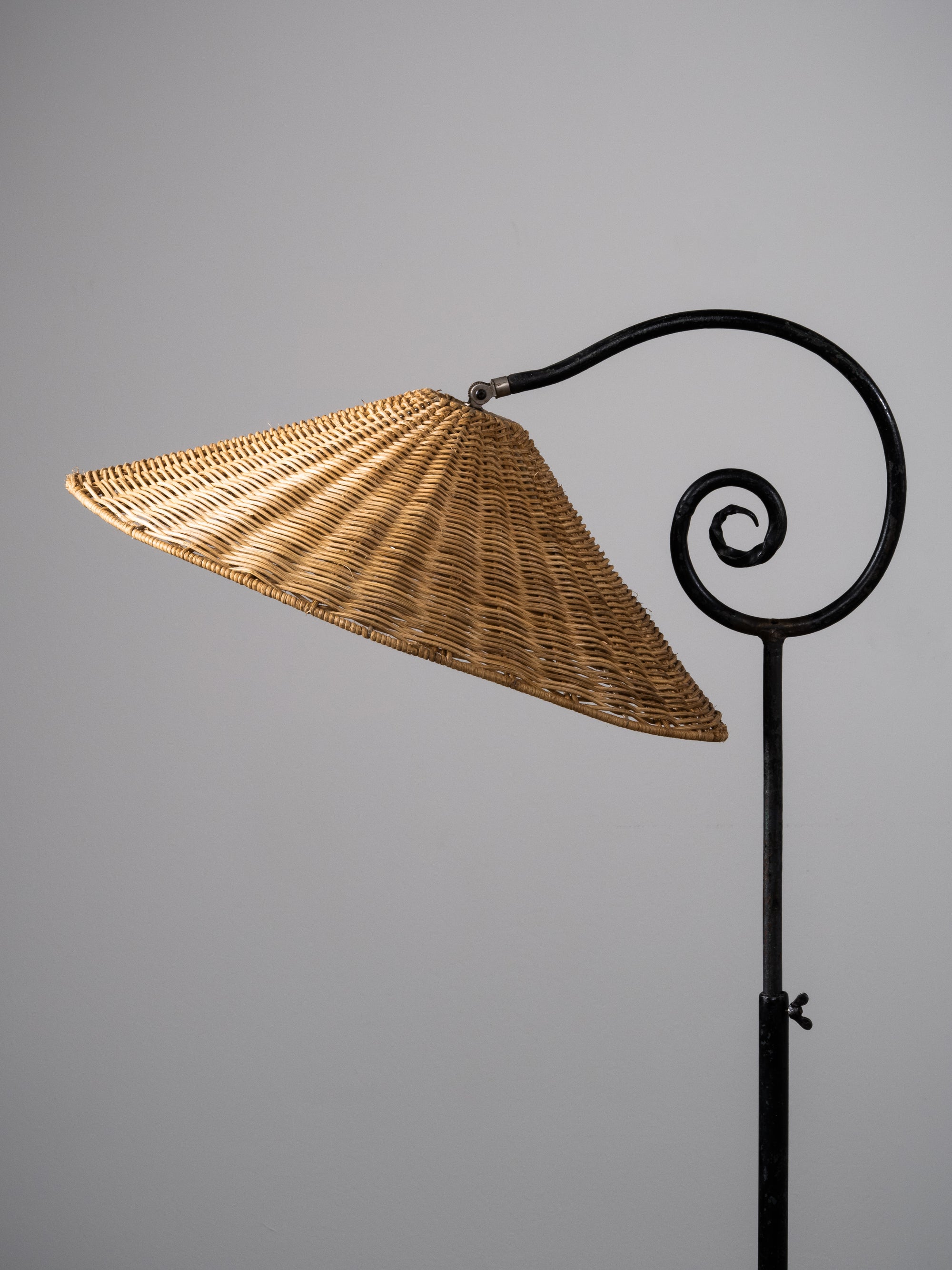 Wrought Iron &amp; Rattan Floor Lamp, Finland, 1930s