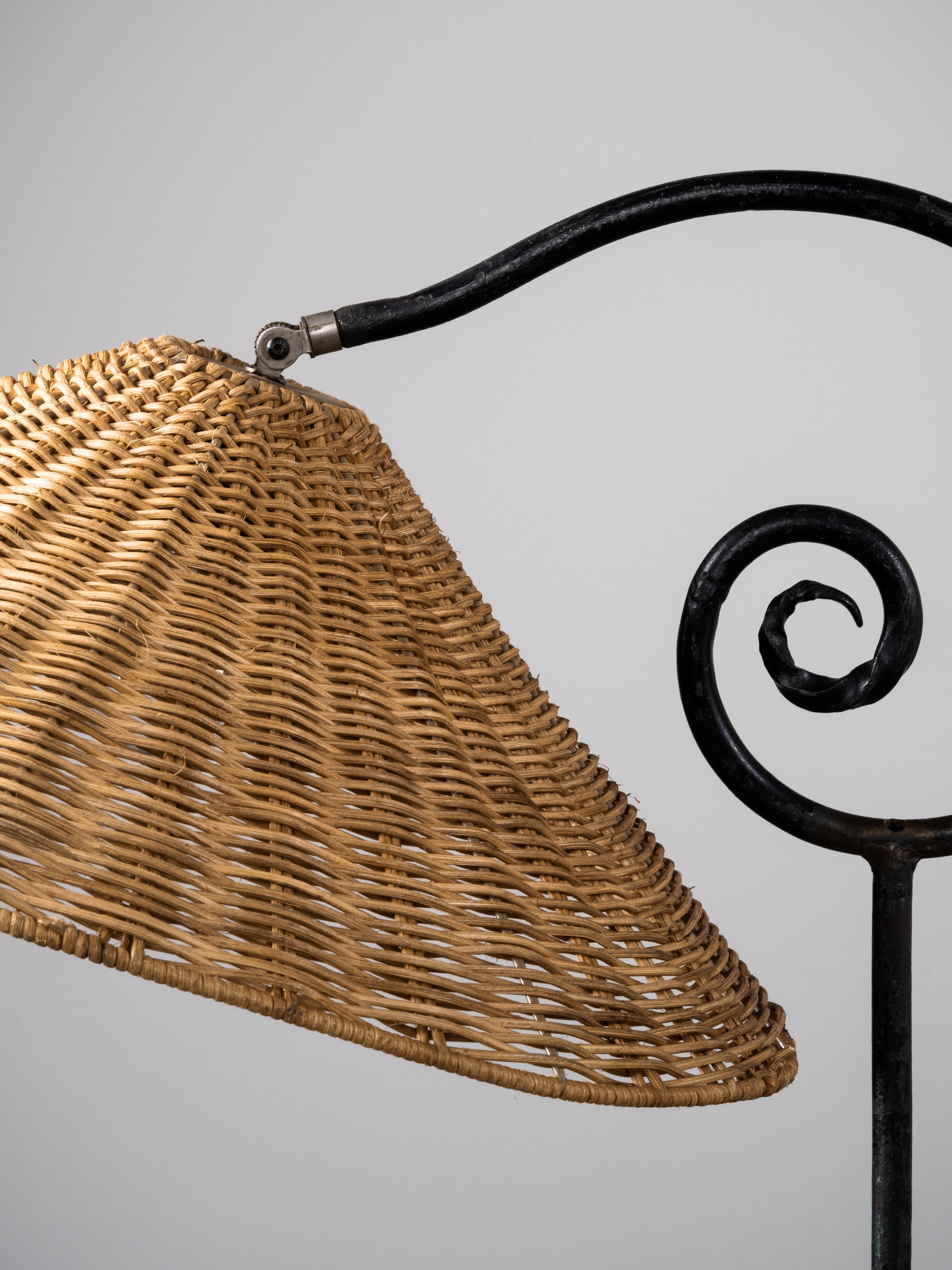 Wrought Iron &amp; Rattan Floor Lamp, Finland, 1930s
