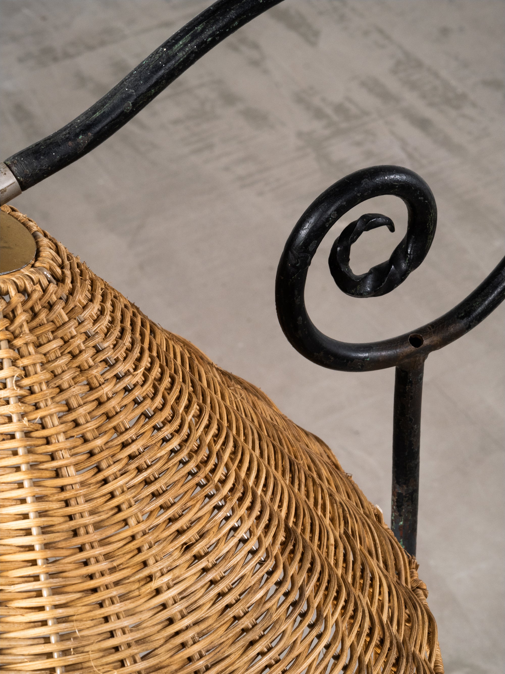 Wrought Iron &amp; Rattan Floor Lamp, Finland, 1930s