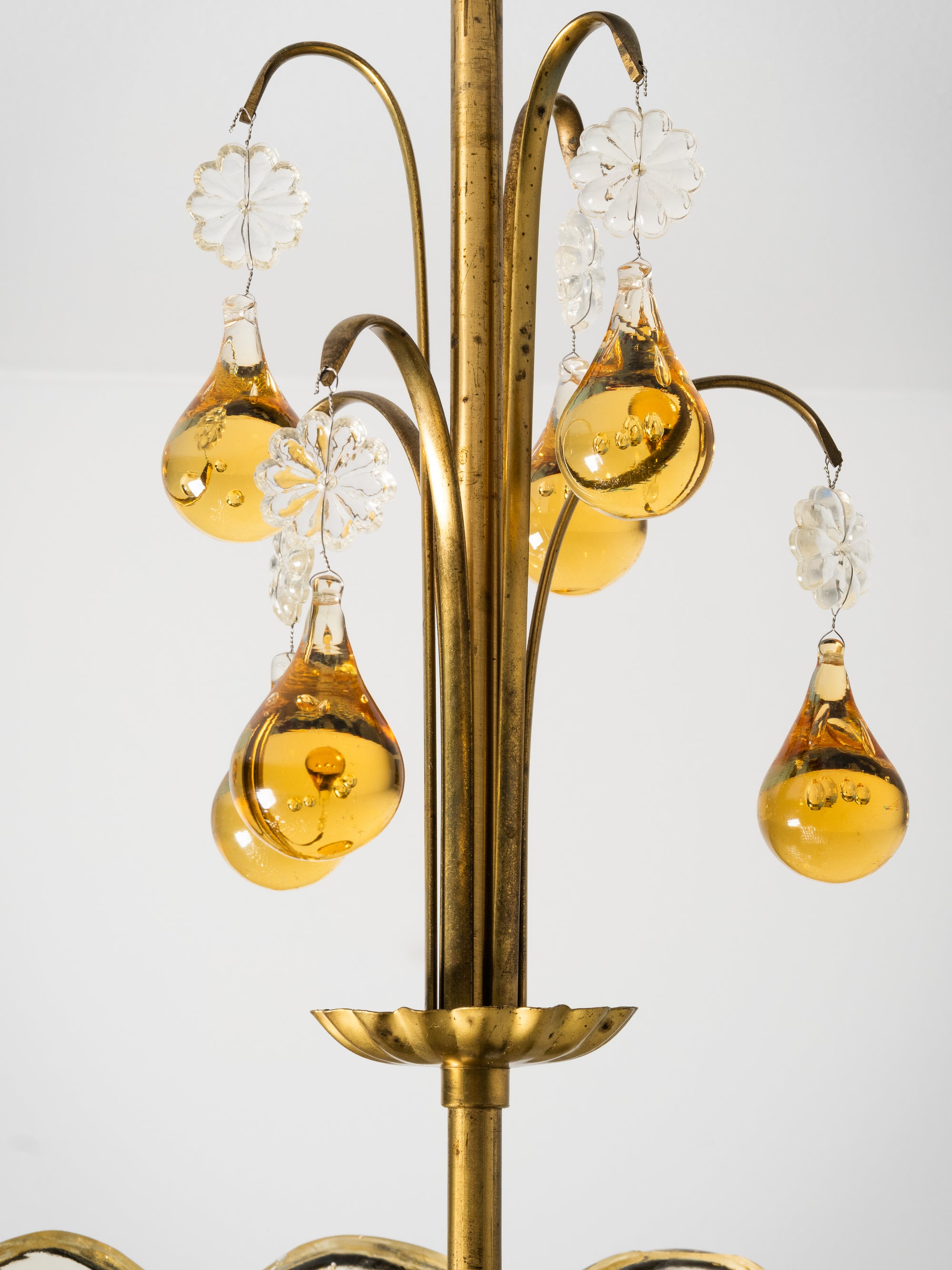 Swedish Modern Glass &amp; Brass Chandelier by Carl Fagerlund for Orrefors