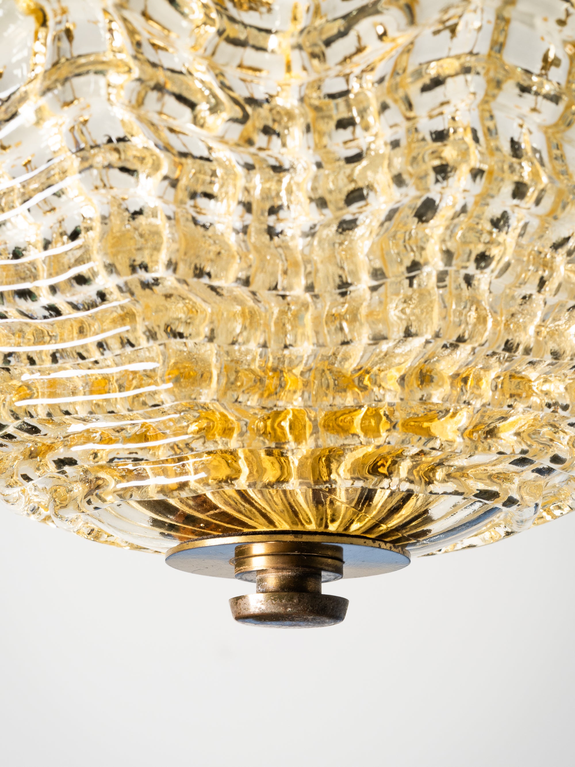Swedish Modern Glass &amp; Brass Chandelier by Carl Fagerlund for Orrefors