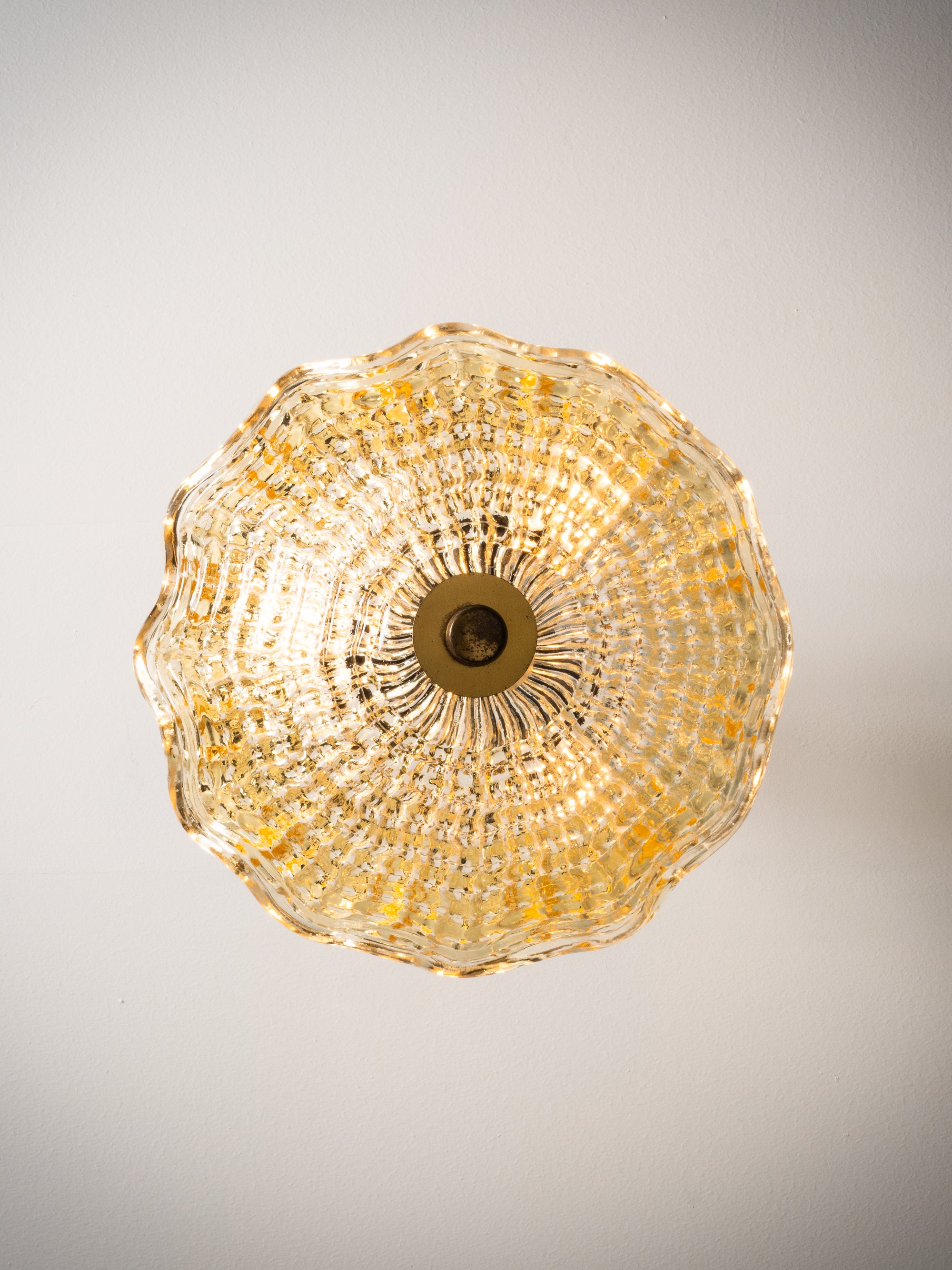Swedish Modern Glass &amp; Brass Chandelier by Carl Fagerlund for Orrefors
