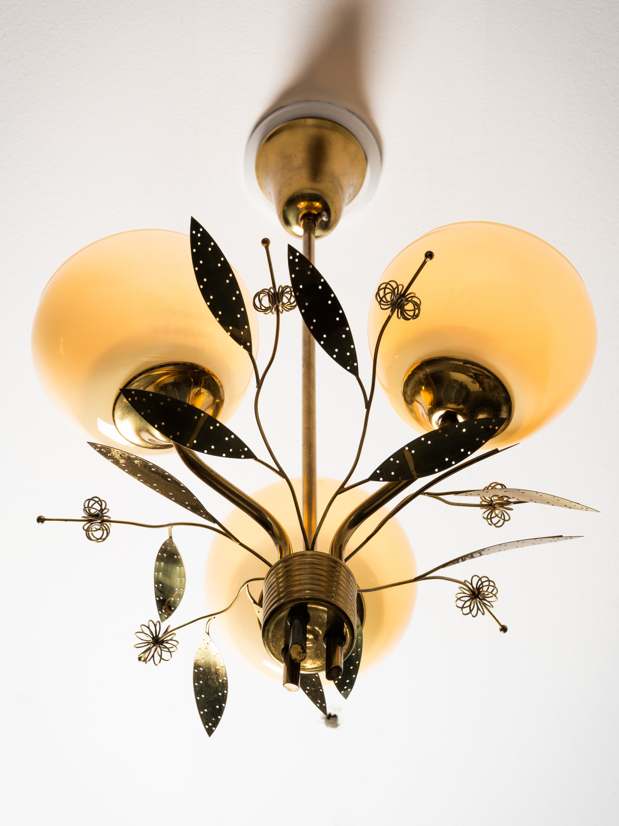 Model “ER 77/3” Chandelier with Floral Details for Itsu, Finland, 1950s