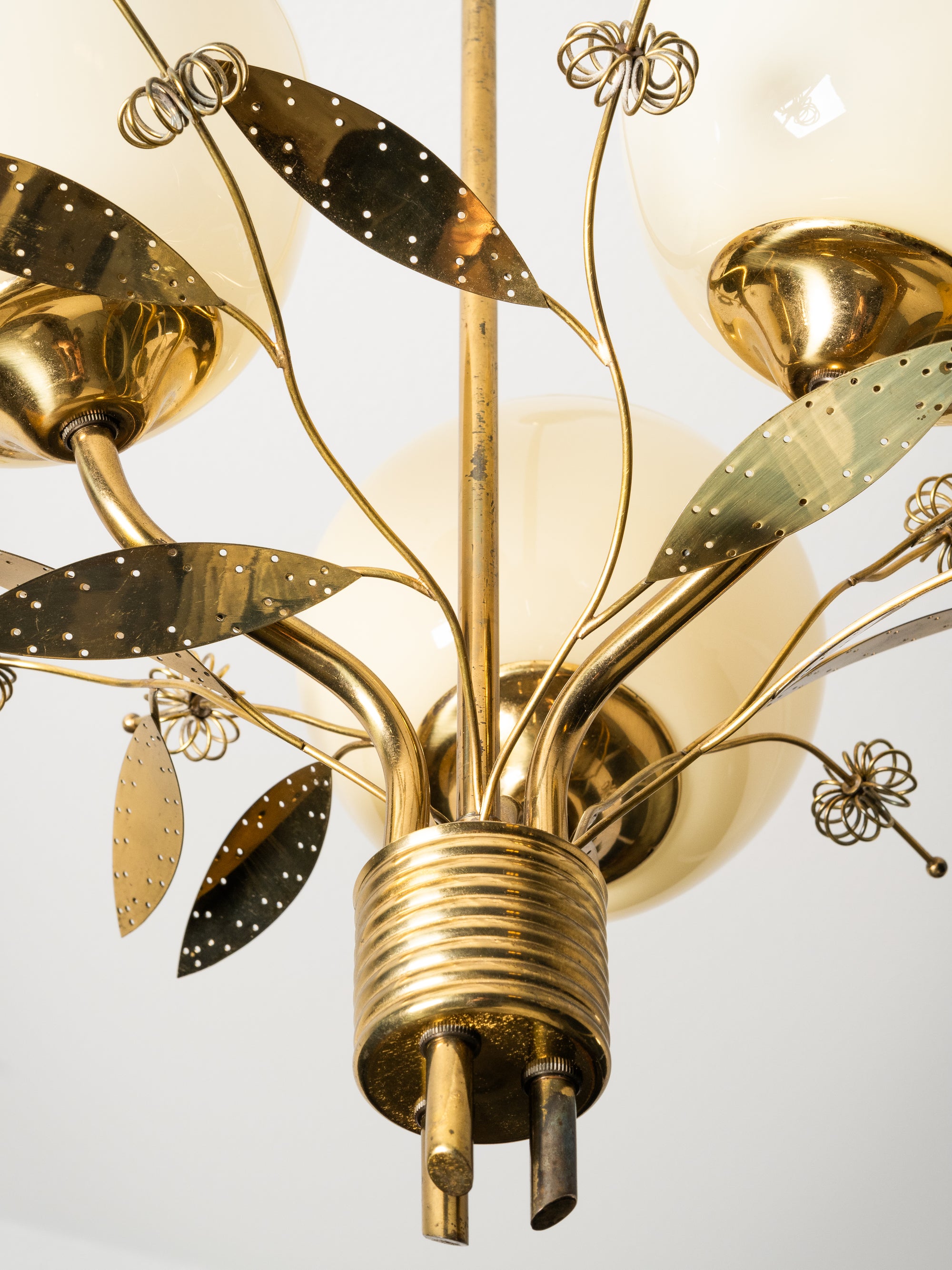 Model “ER 77/3” Chandelier with Floral Details for Itsu, Finland, 1950s