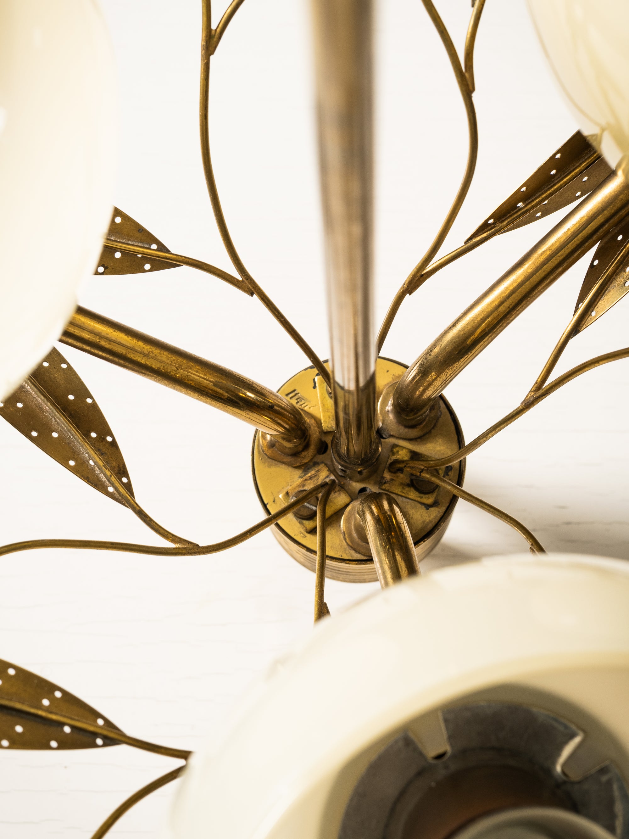 Model “ER 77/3” Chandelier with Floral Details for Itsu, Finland, 1950s