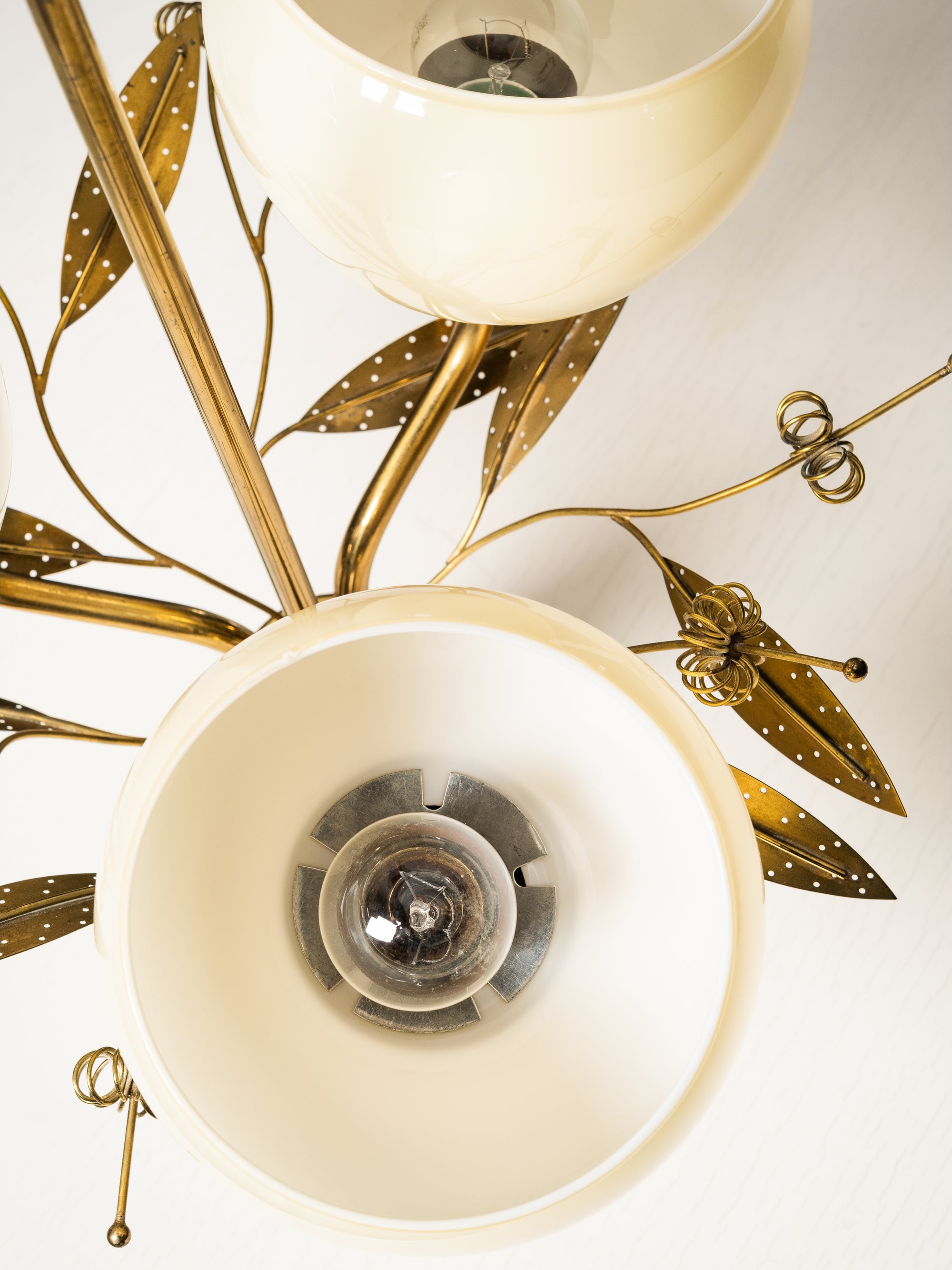 Model “ER 77/3” Chandelier with Floral Details for Itsu, Finland, 1950s