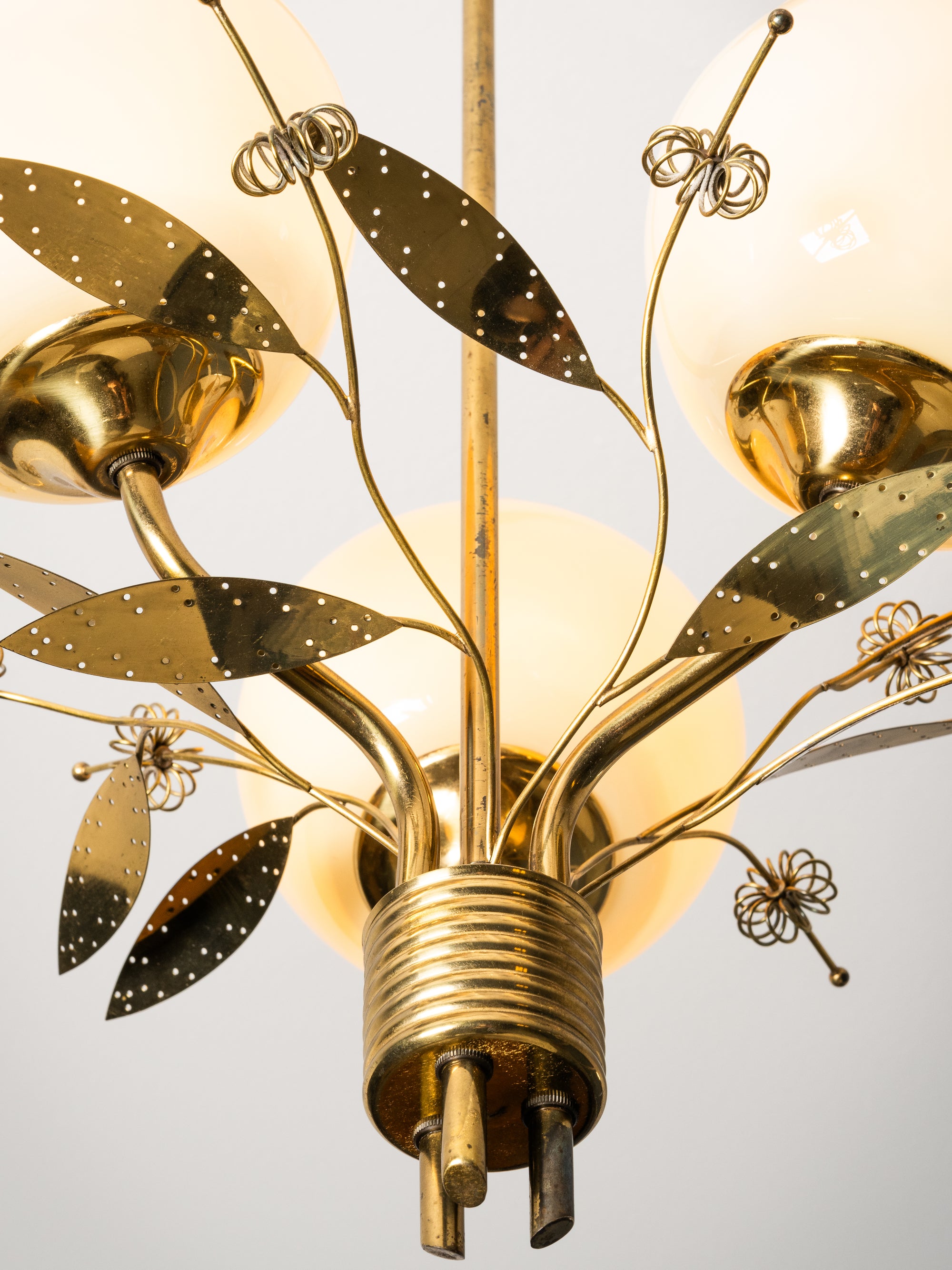 Model “ER 77/3” Chandelier with Floral Details for Itsu, Finland, 1950s