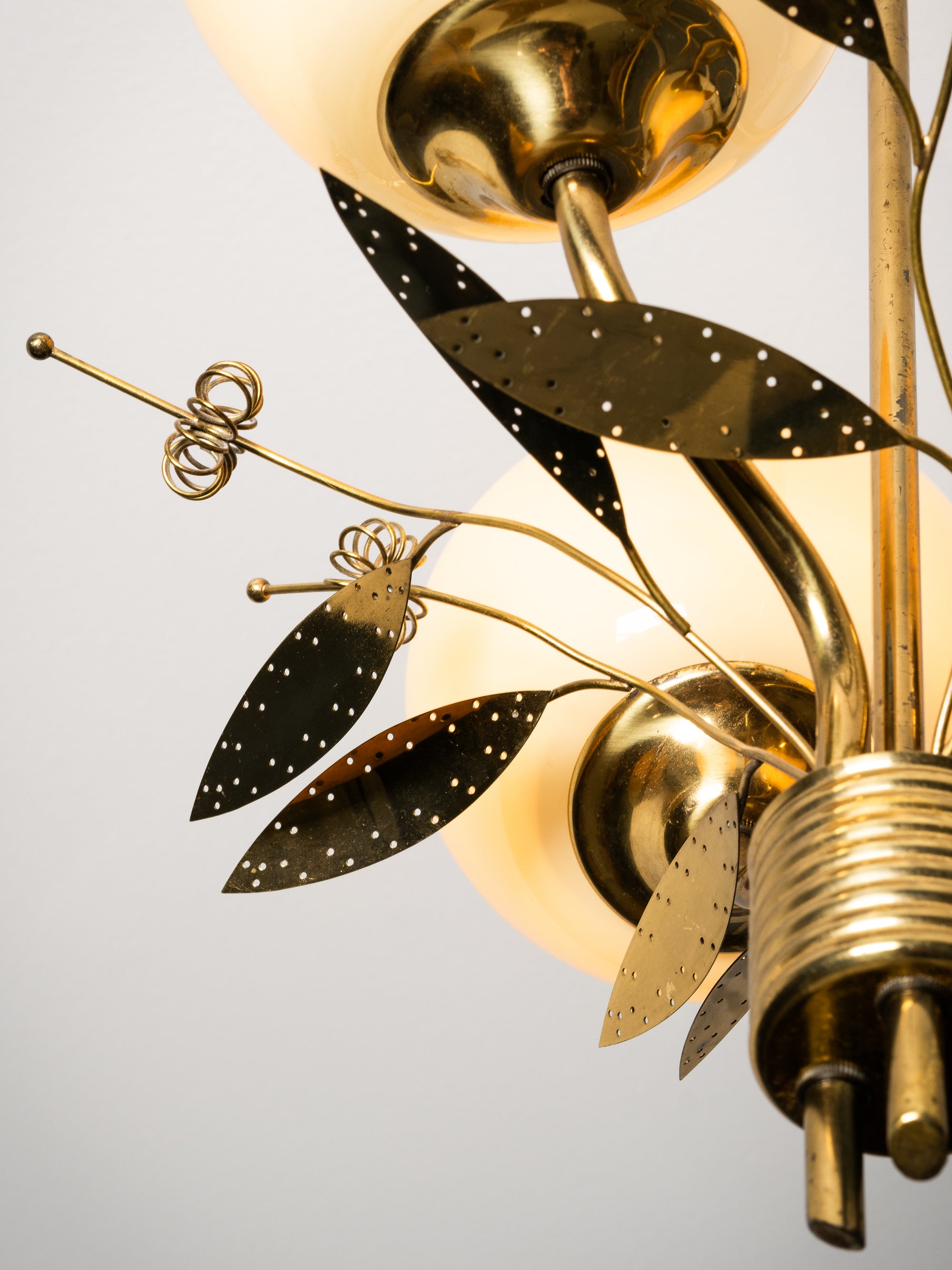 Model “ER 77/3” Chandelier with Floral Details for Itsu, Finland, 1950s