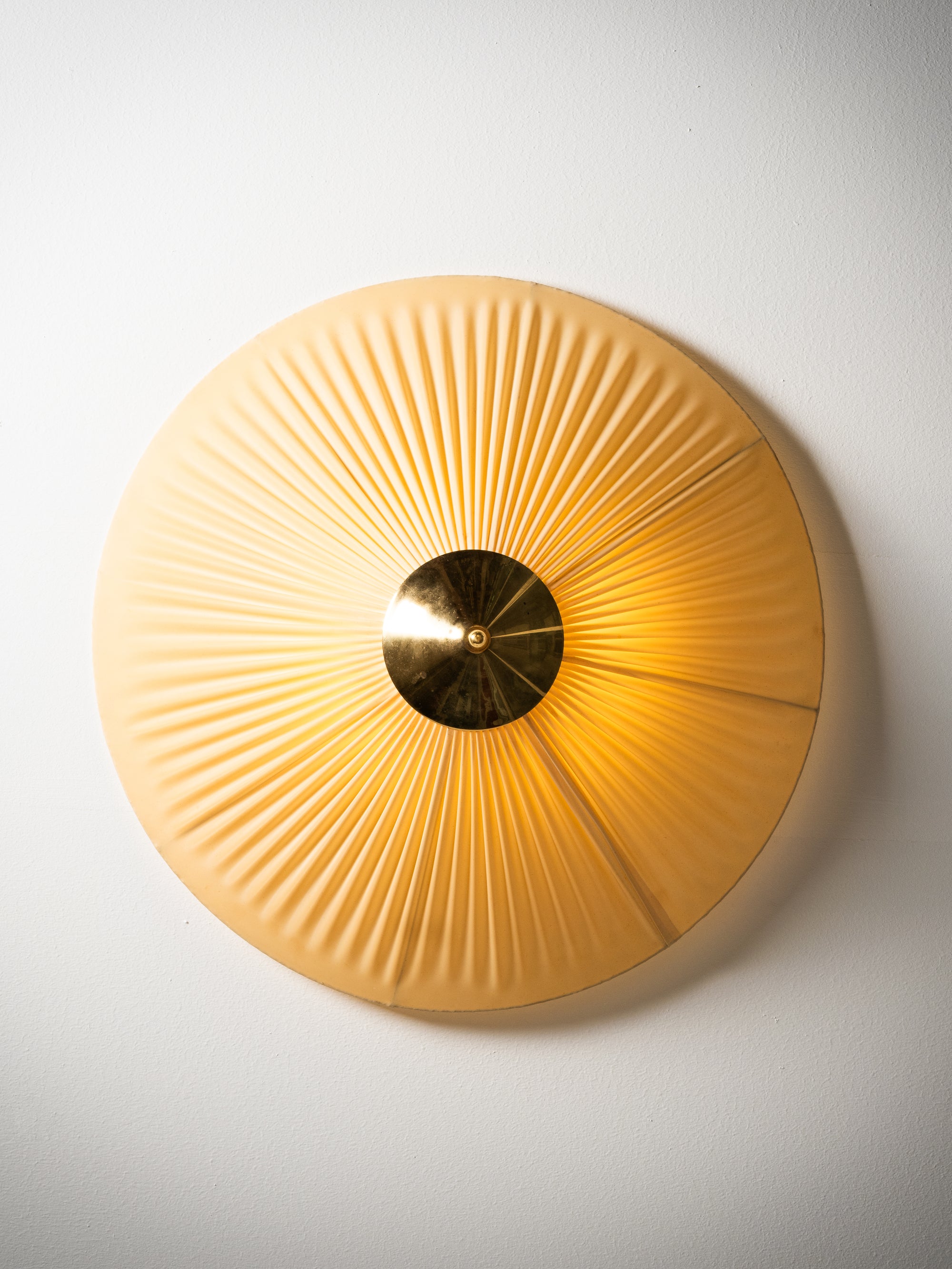 Brass and Synthetic Textile Flush Mount by Valinte, Finland, 1950s