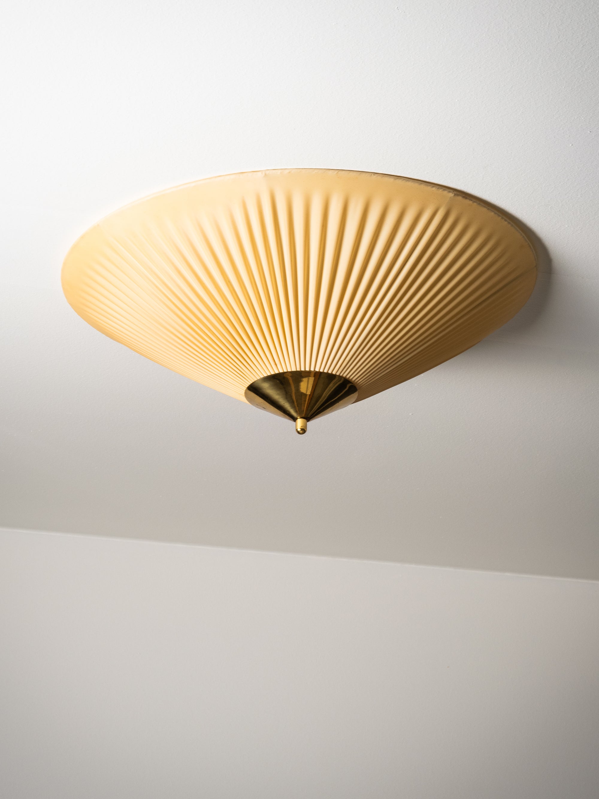 Brass and Synthetic Textile Flush Mount by Valinte, Finland, 1950s