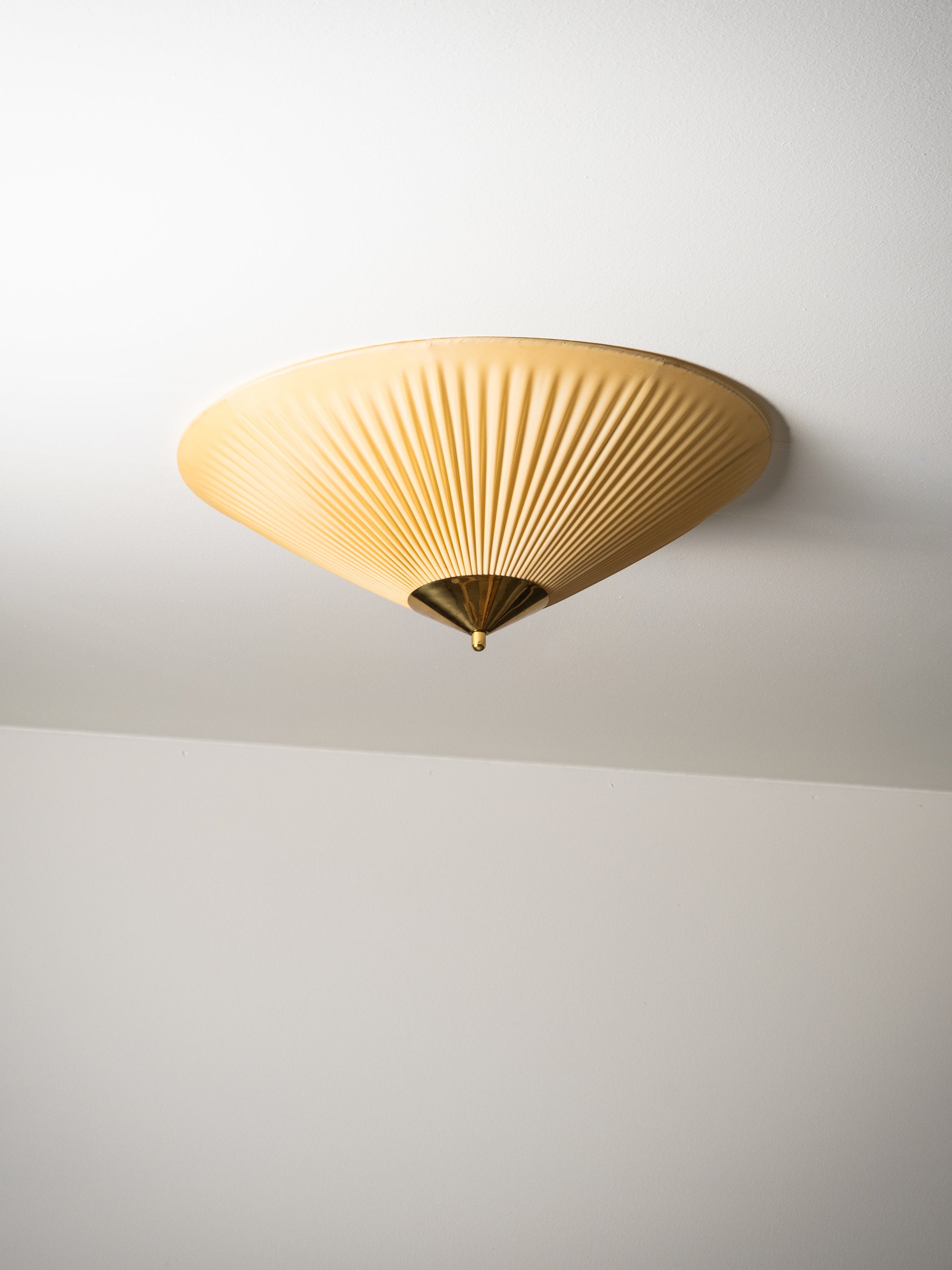 Brass and Synthetic Textile Flush Mount by Valinte, Finland, 1950s