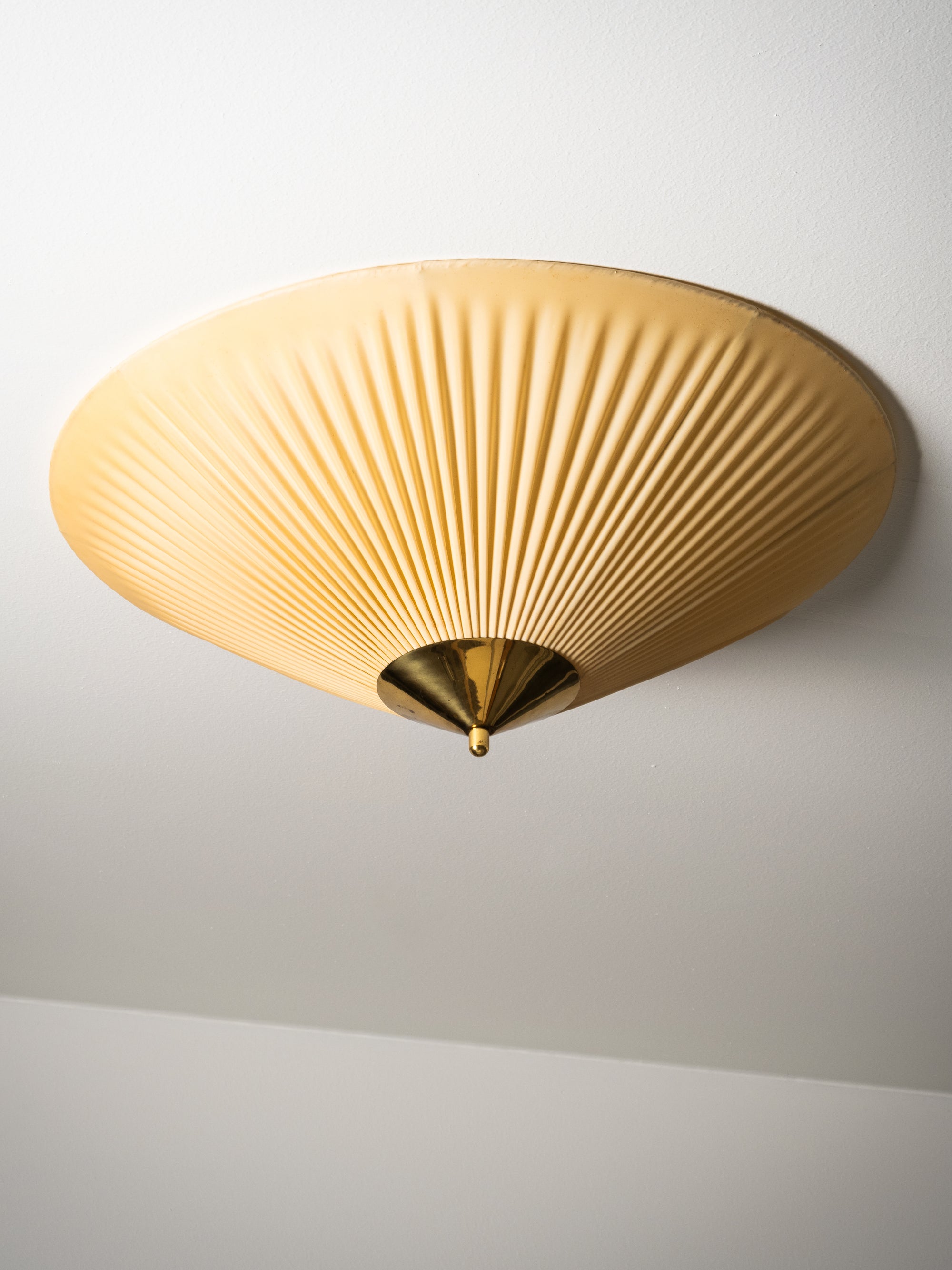 Brass and Synthetic Textile Flush Mount by Valinte, Finland, 1950s