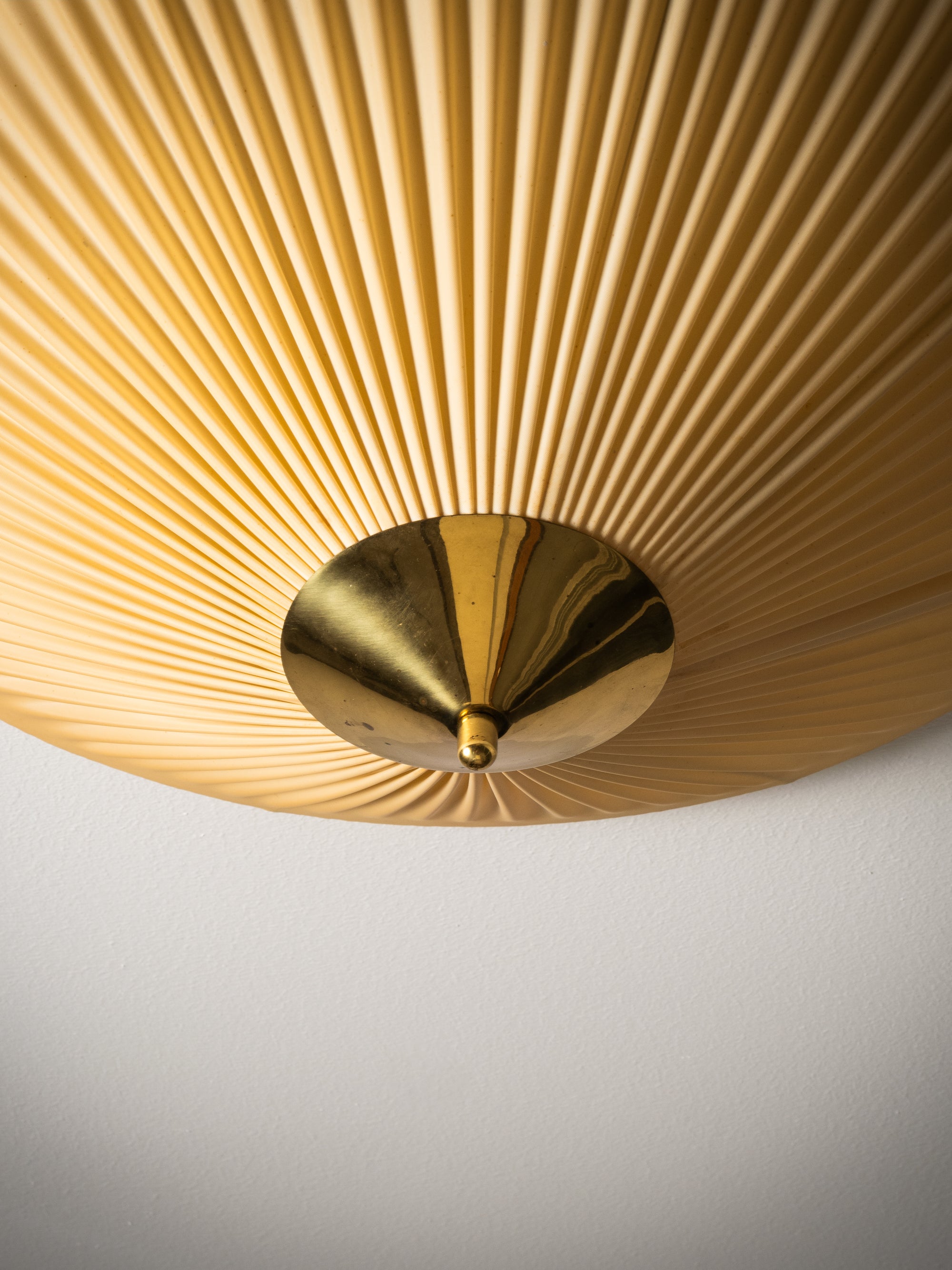 Brass and Synthetic Textile Flush Mount by Valinte, Finland, 1950s
